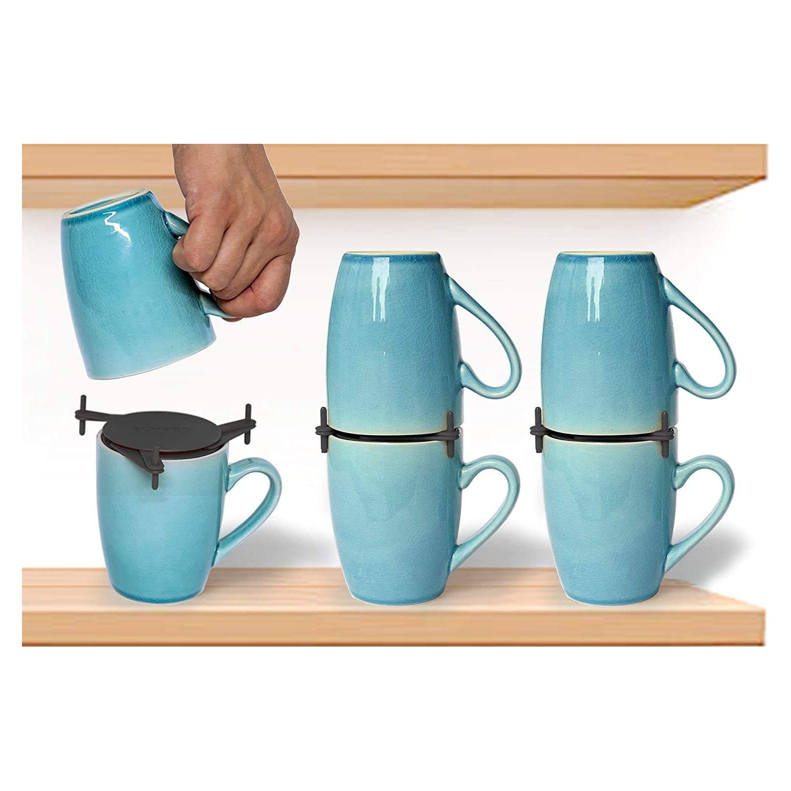 Organizador de Tazas ELYPRO Ajustable para Gabinete Cocina Negro