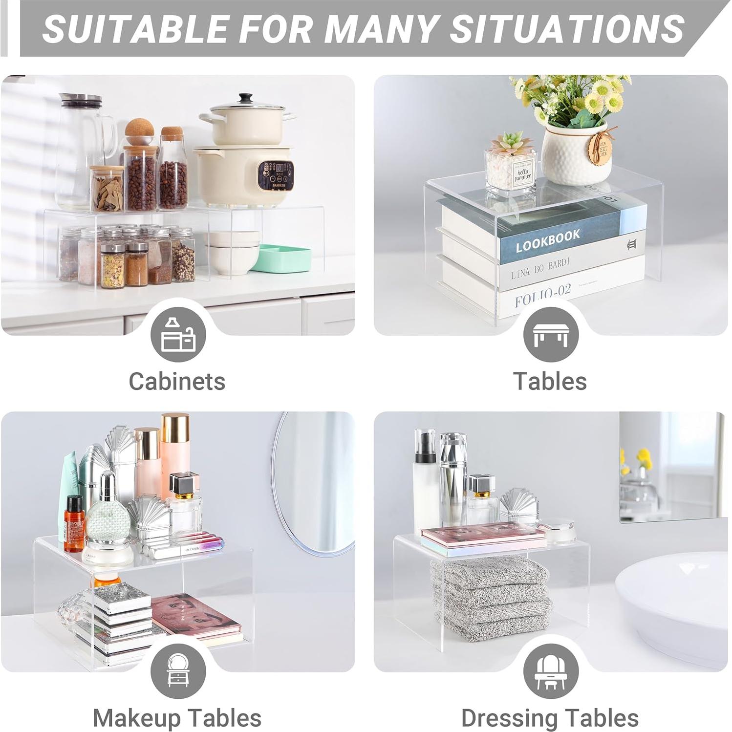 Estante Organizador de Gabinete Hampsele Acrílico 4 PCS