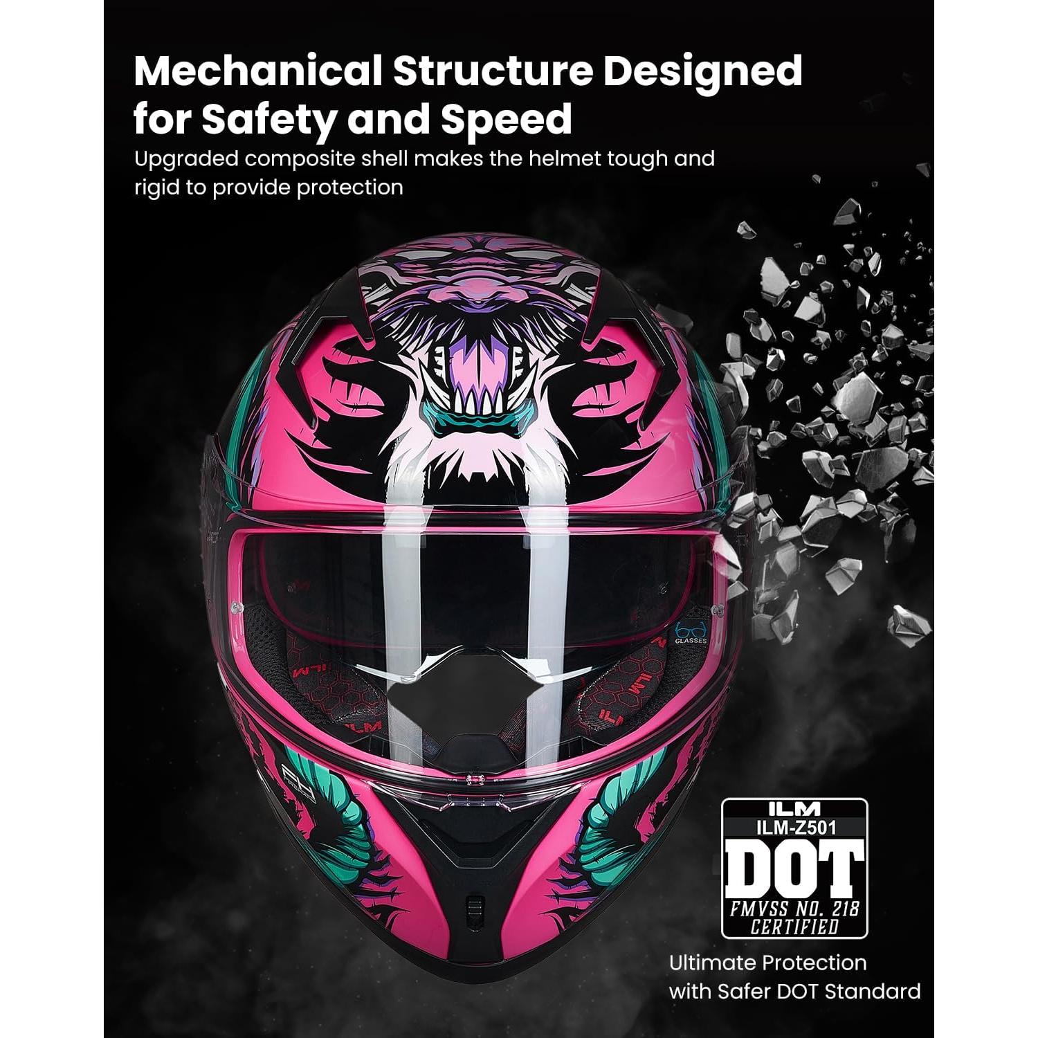 Casco de motocicleta ILM Z501 Rosa Legend Grande