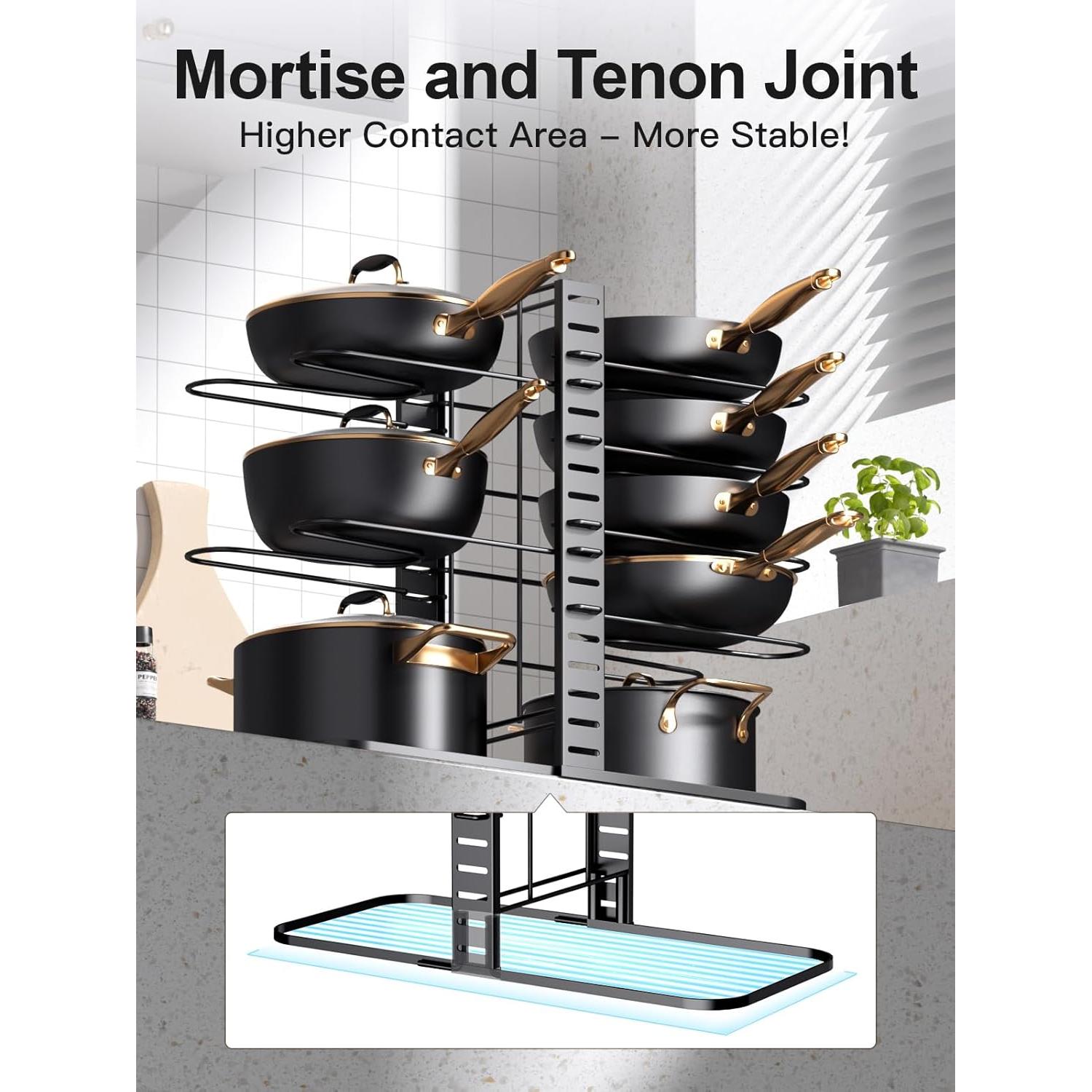 Organizador de Ollas y Sartenes MUDEELA 8 Niveles Ajustable