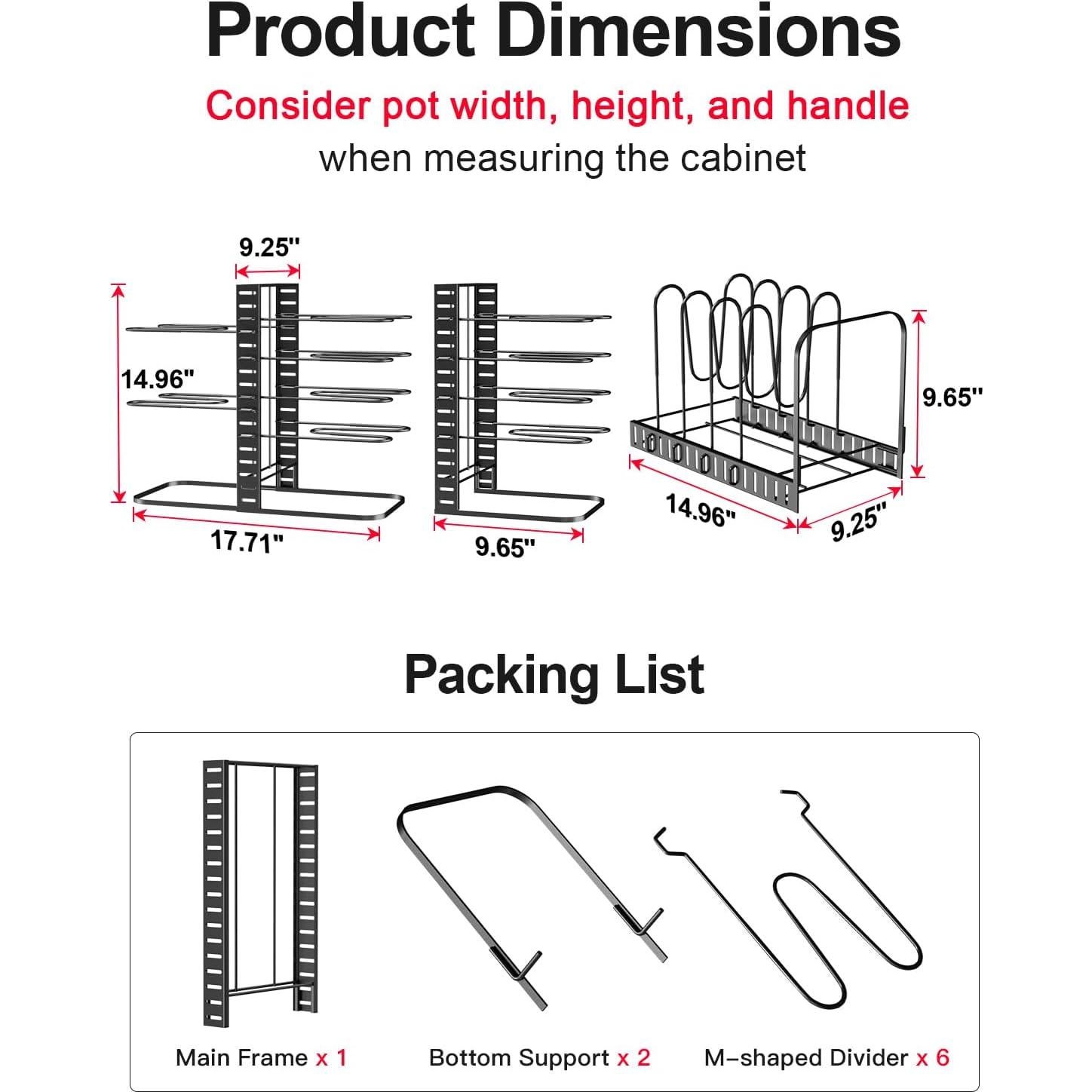 Organizador de Ollas y Sartenes MUDEELA 8 Niveles Ajustable