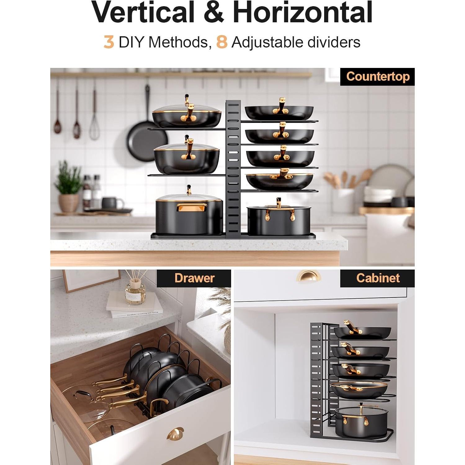 Organizador de Ollas y Sartenes MUDEELA 8 Niveles Ajustable