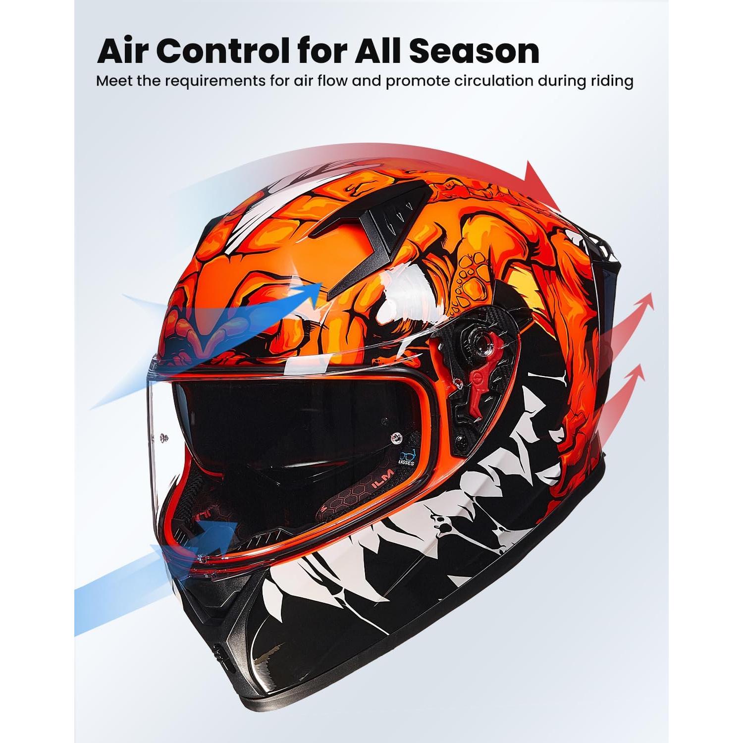 Casco de Motocicleta ILM Z501 Rojo Lagarto Mediano