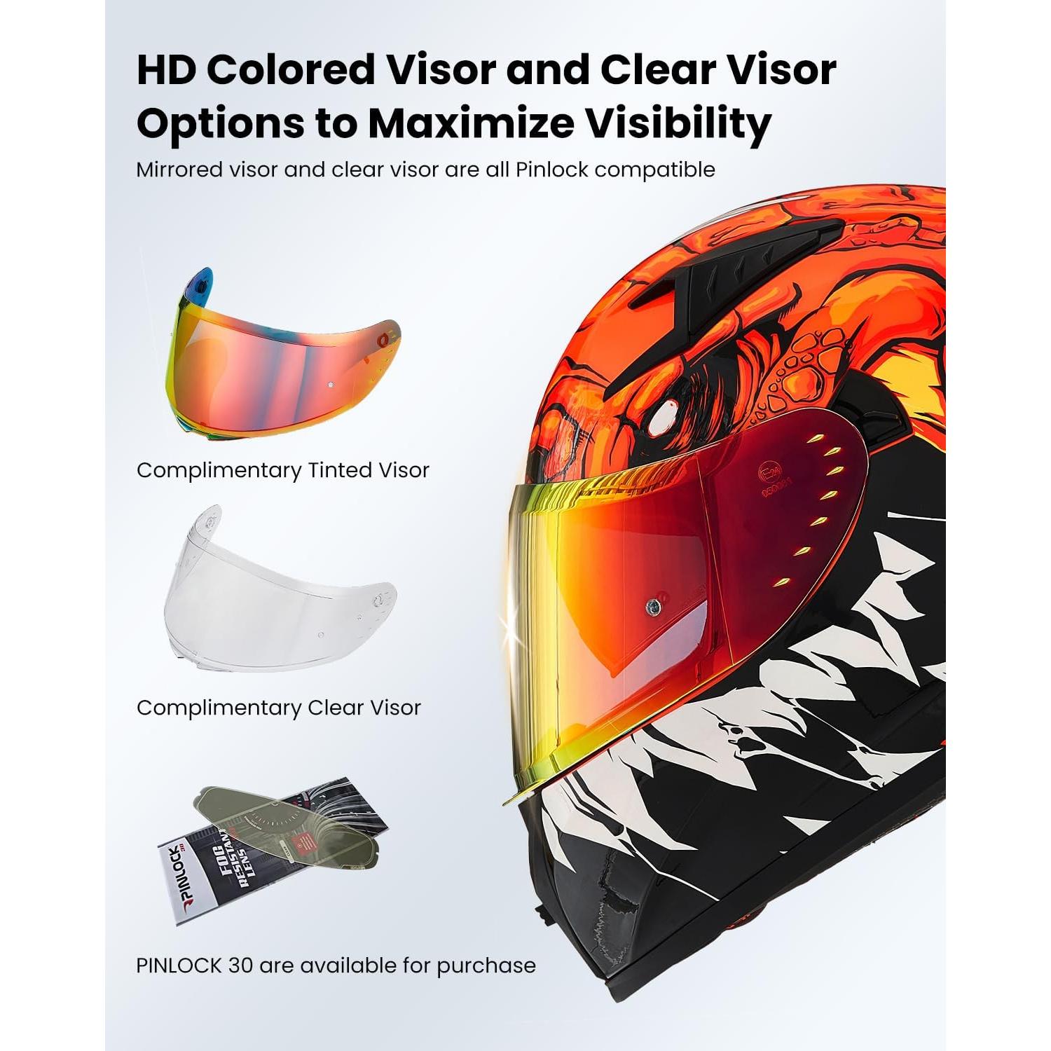 Casco de Motocicleta ILM Z501 Rojo Lagarto Mediano