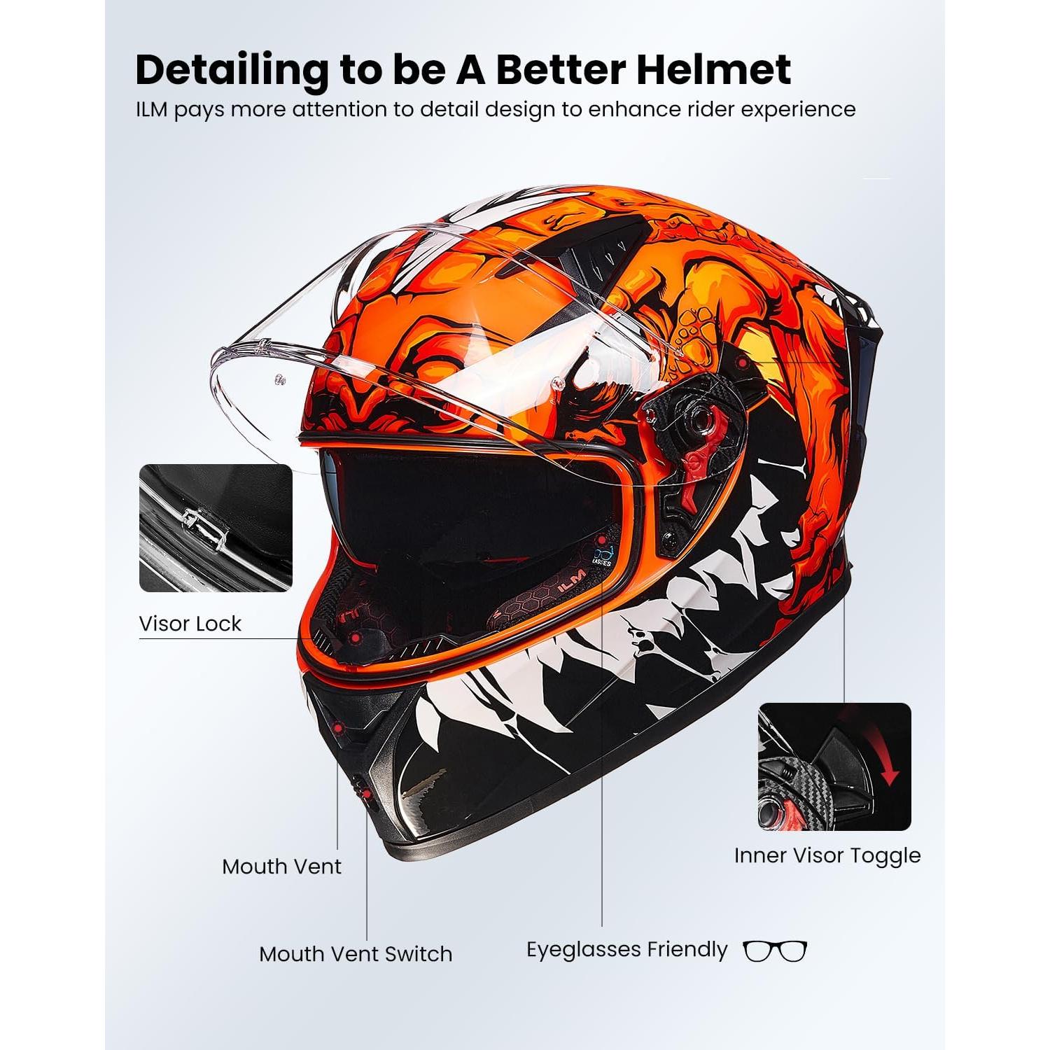 Casco de Motocicleta ILM Z501 Rojo Lagarto Mediano