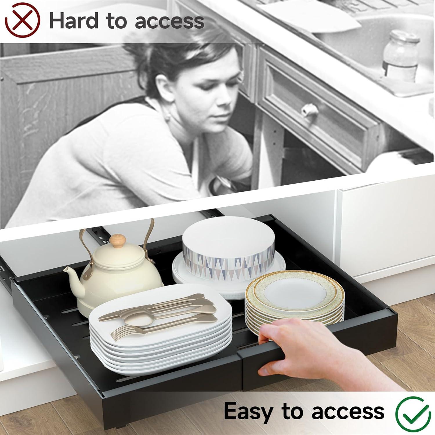 Organizador de Gabinete Expandible Ostutry 32-52cm Negro