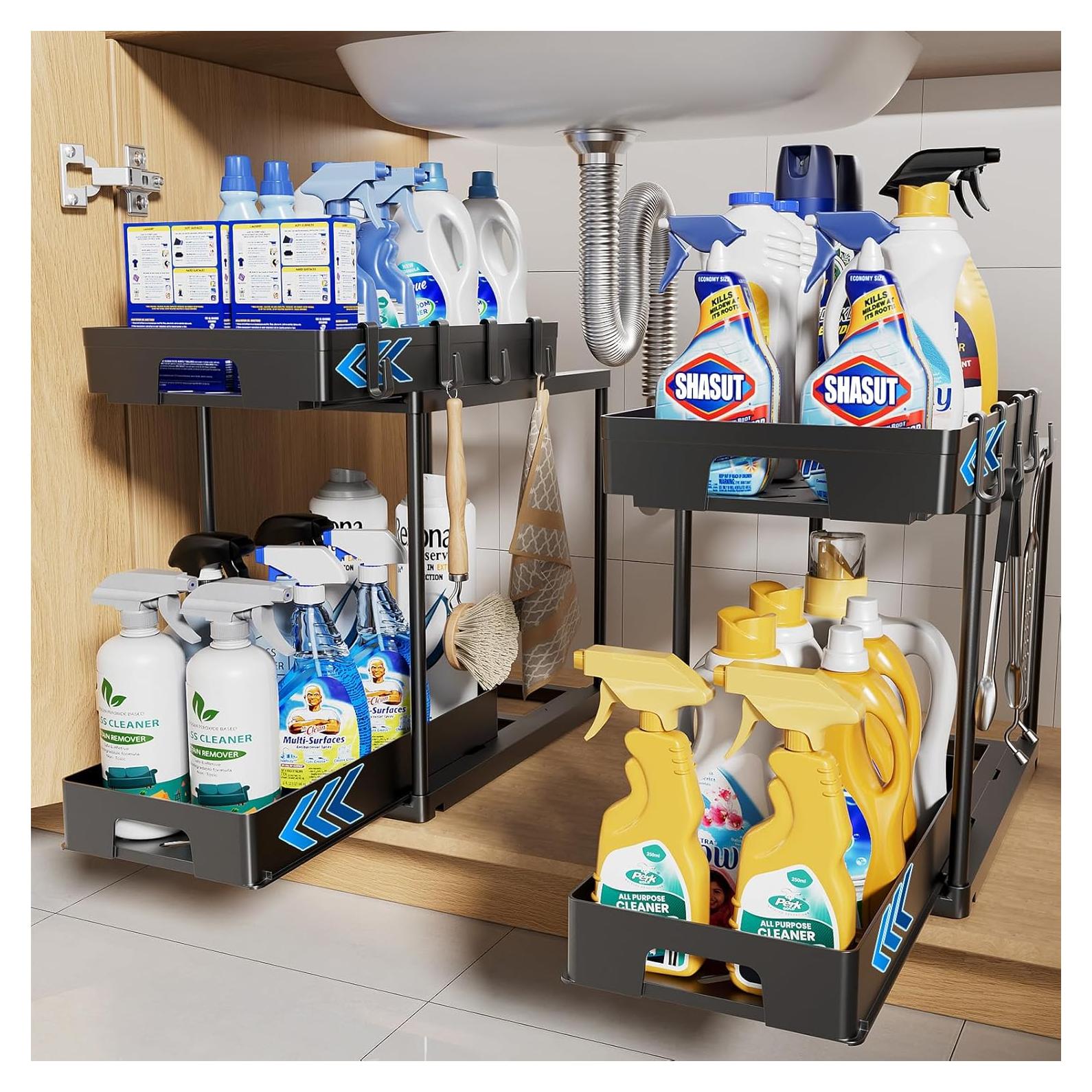 Organizador Bajo Fregadero Delamu 2 Niveles Negro 38.4x22.4cm