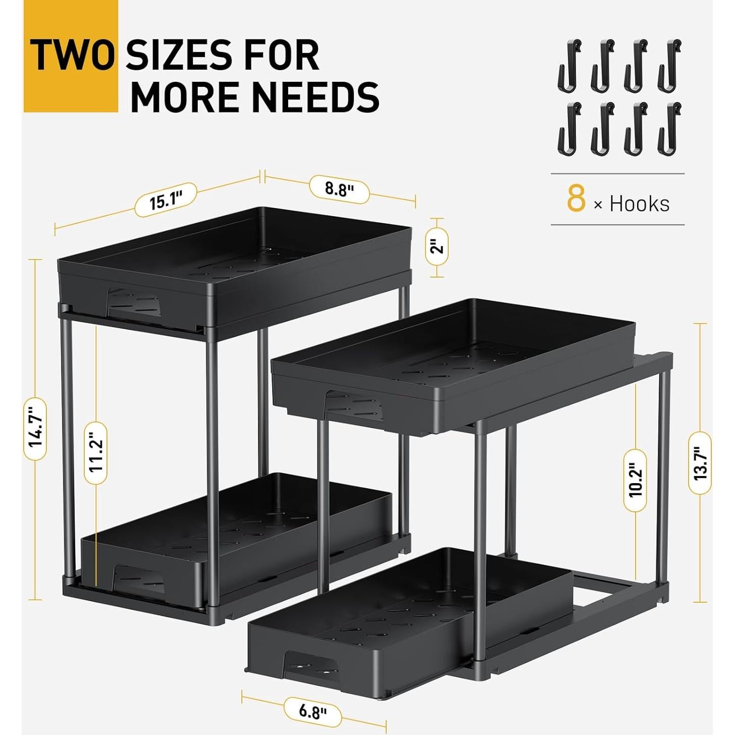 Organizador Bajo Fregadero Delamu 2 Niveles Negro 38.4x22.4cm