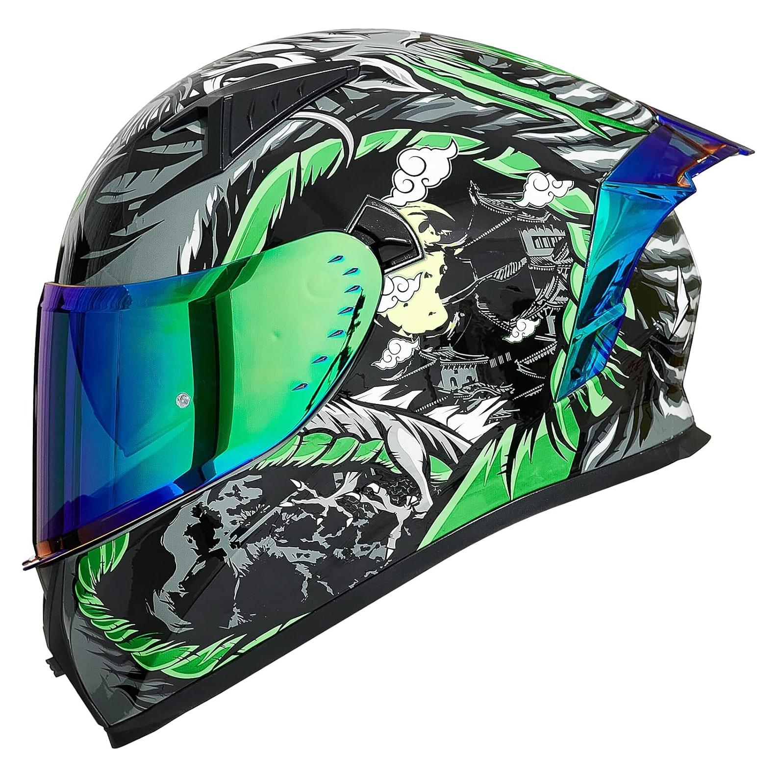 Casco de Motocicleta ILM Z501 Verde Legend Grande