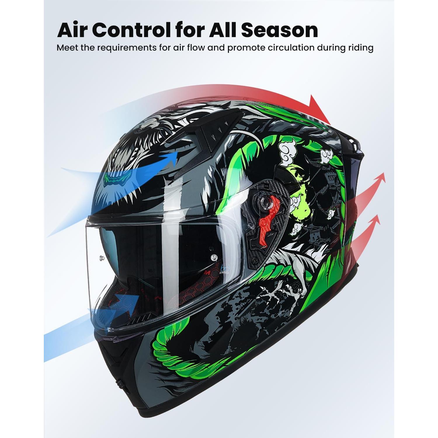 Casco de Motocicleta ILM Z501 Verde Legend Grande