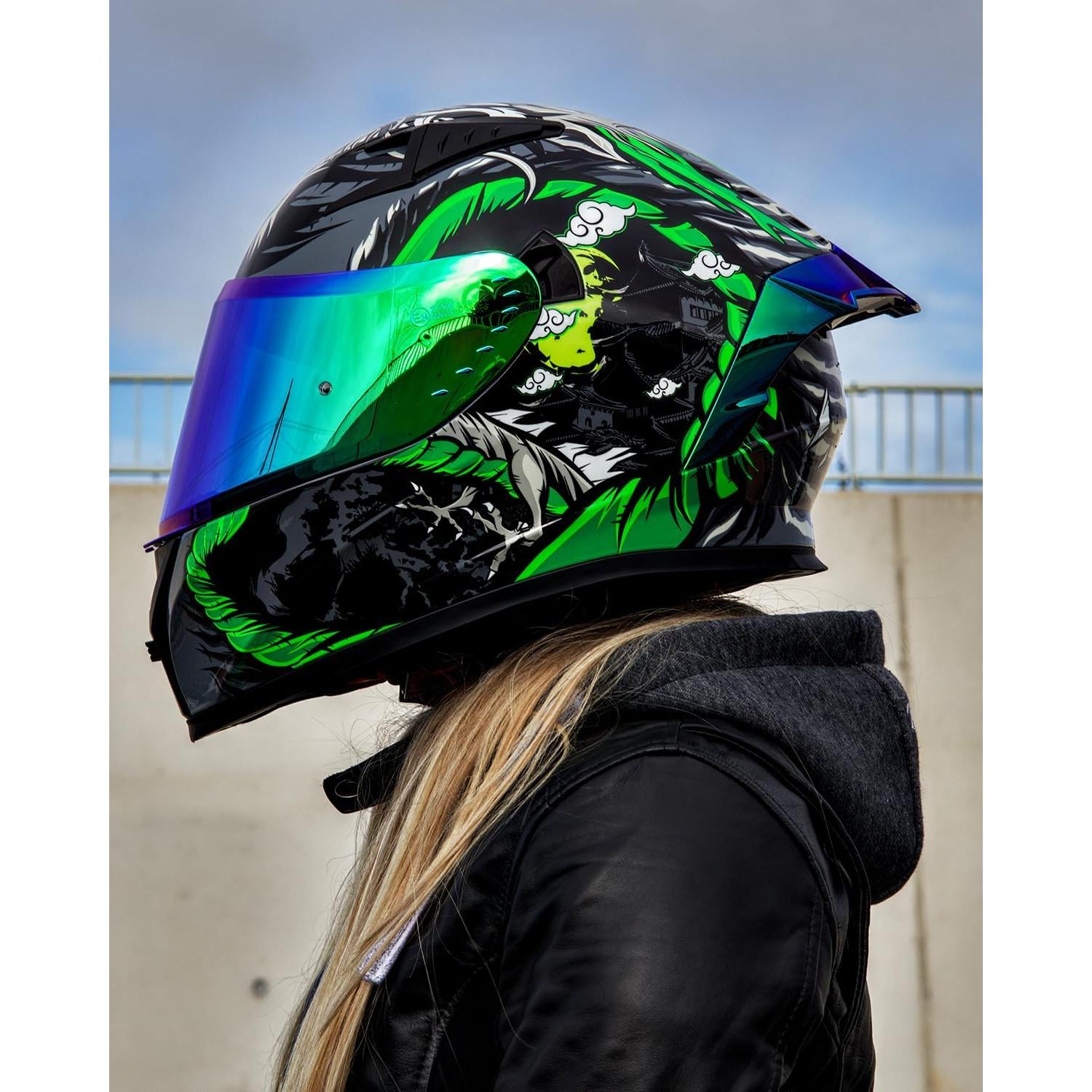Casco de Motocicleta ILM Z501 Verde Legend Grande