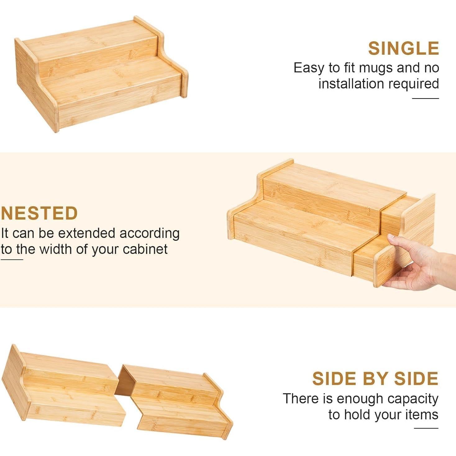 Soporte para Tazas Expandible Hongtamoya 2 Niveles Bambú