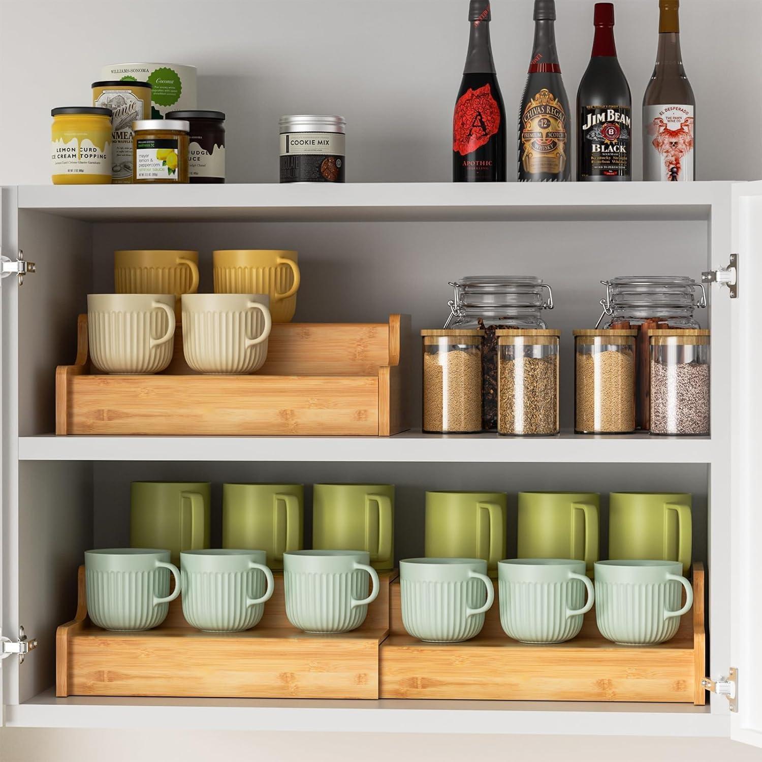 Soporte para Tazas Expandible Hongtamoya 2 Niveles Bambú