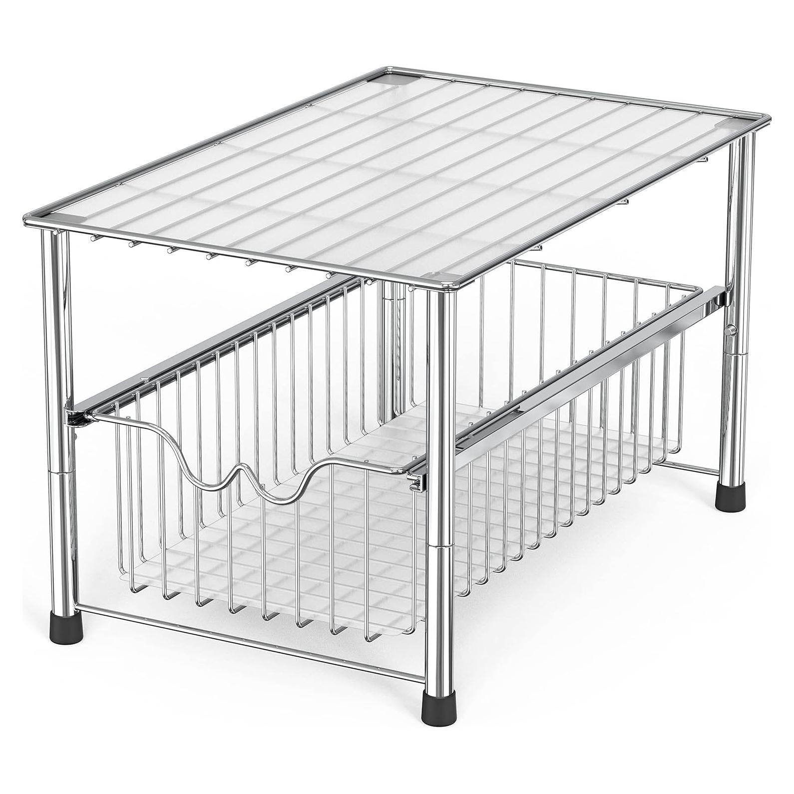 Organizador Apilable DecoBros Cromo con Canasta Deslizante