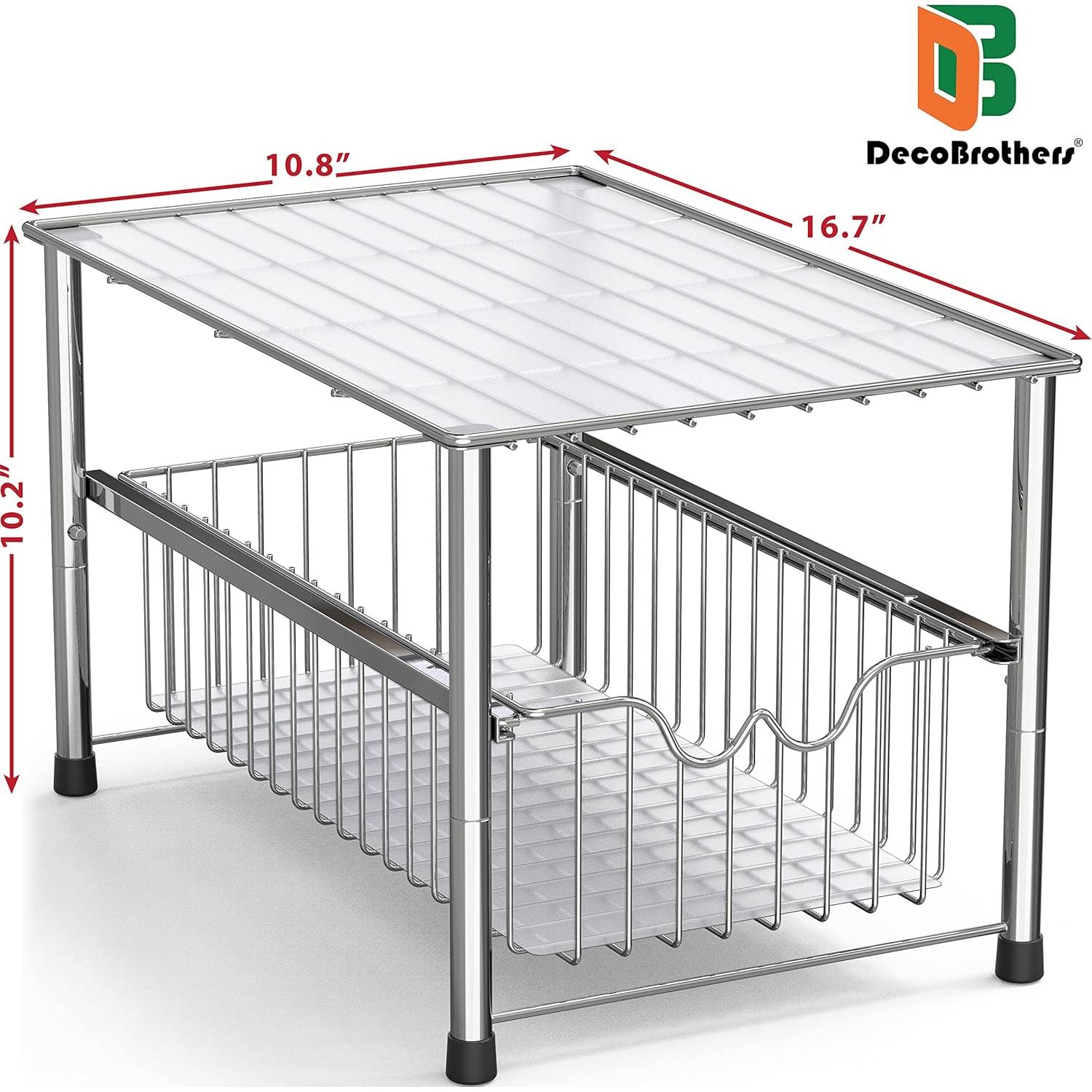 Organizador Apilable DecoBros Cromo con Canasta Deslizante