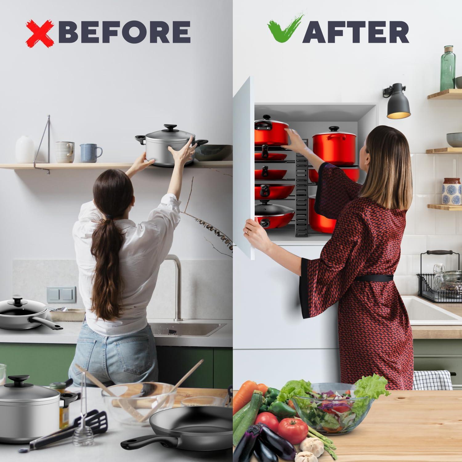 Organizador de Ollas y Sartenes KOMFORA Ajustable 8 Niveles