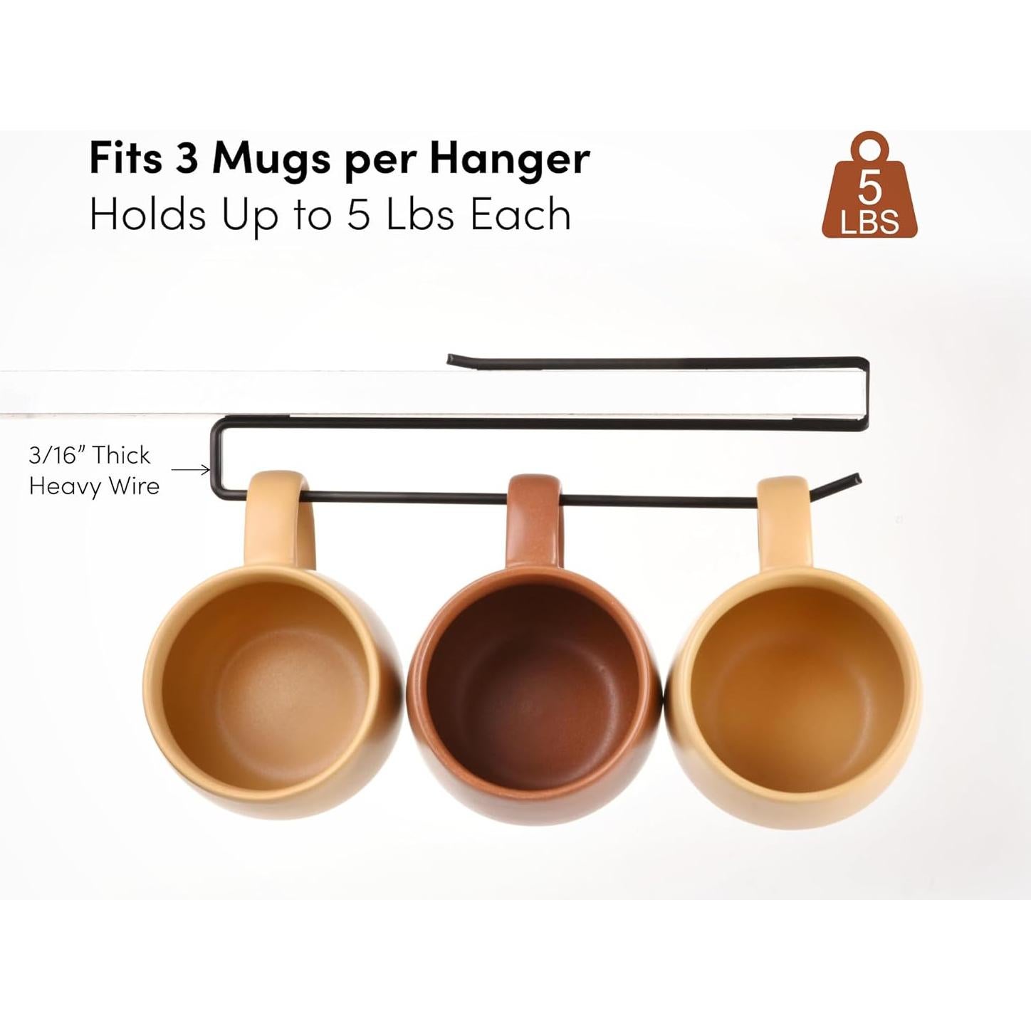 Soporte para Tazas de Café xympo - 2 Ganchos, Acero Negro