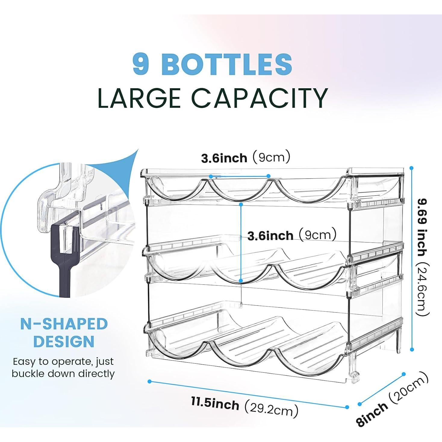 Organizador de Botellas de Agua Spospo, 3 Paquetes Apilables