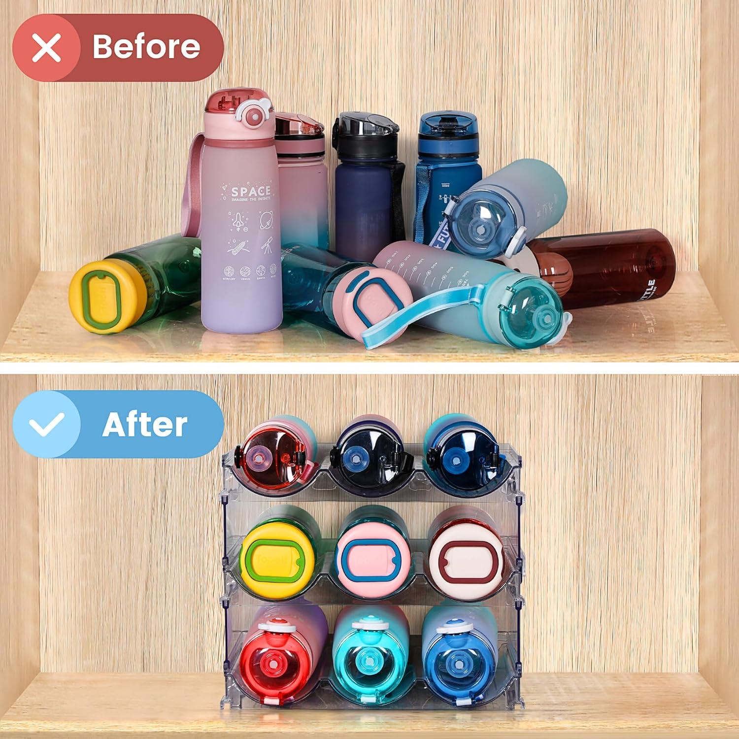 Organizador de Botellas de Agua Spospo, 3 Paquetes Apilables