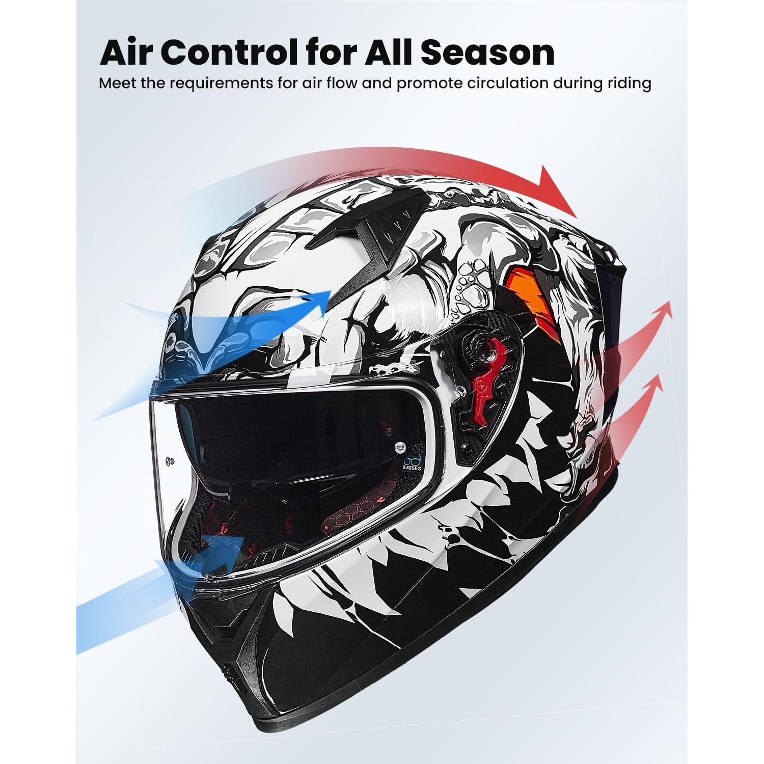 Casco de motocicleta ILM Z501 cara completa Lizard White XL