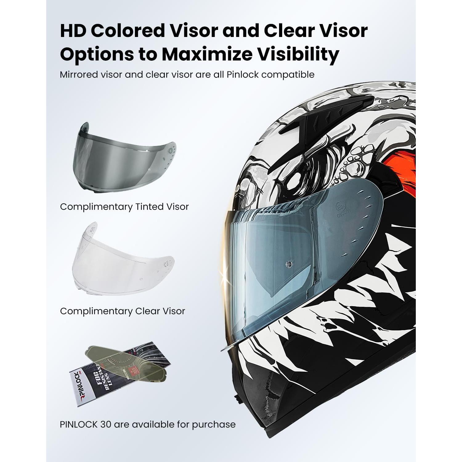 Casco de motocicleta ILM Z501 cara completa Lizard White XL