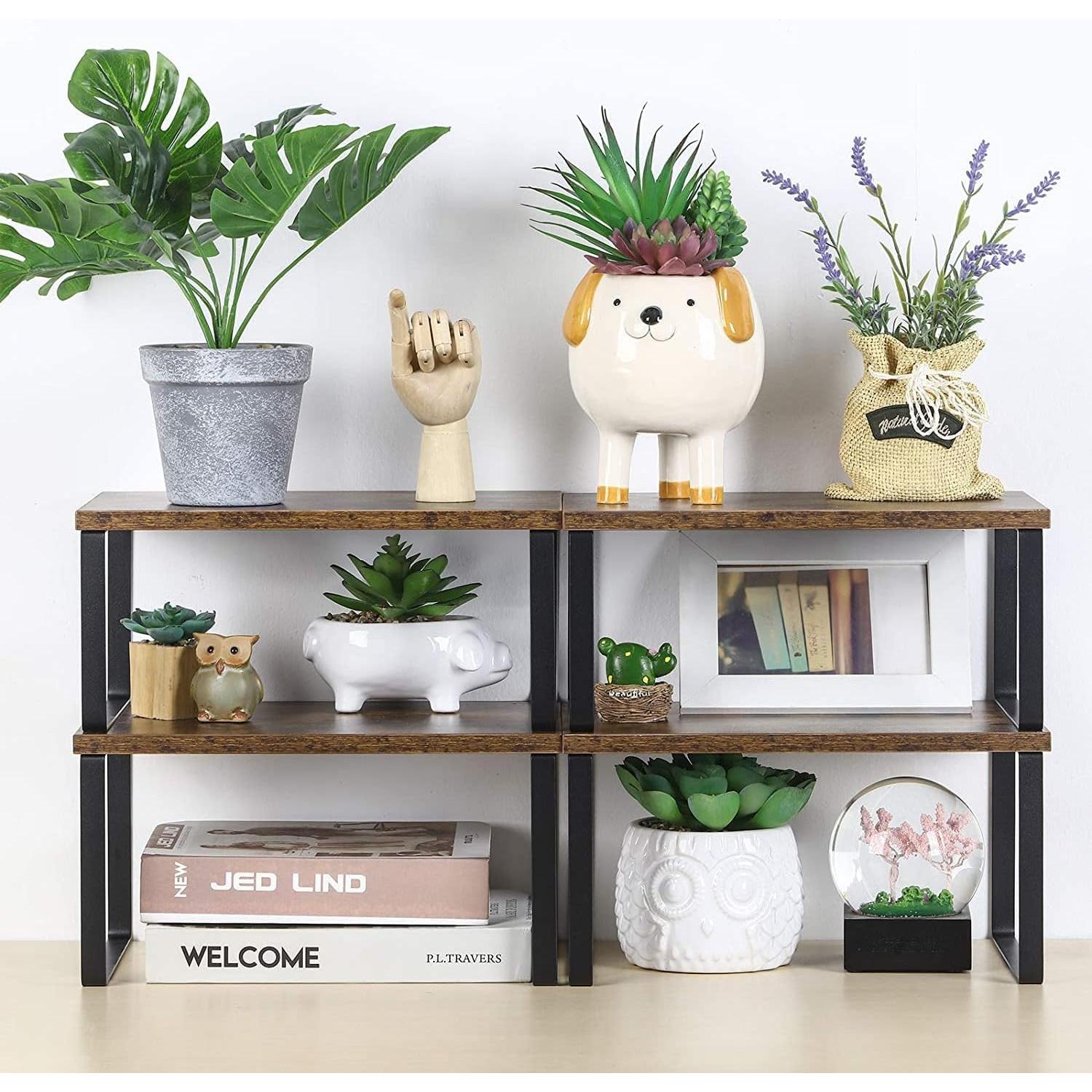 Estante de Cocina MOOACE Apilable 4 Piezas Marrón 15kg