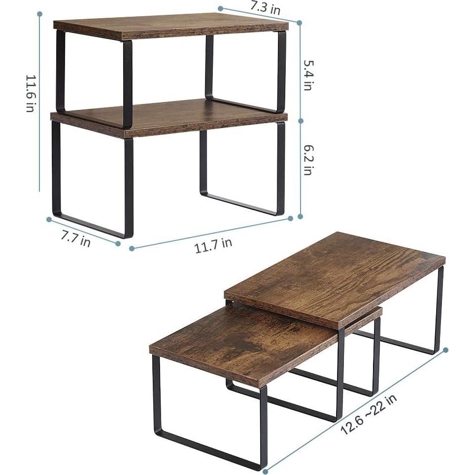 Estante de Cocina MOOACE Apilable 4 Piezas Marrón 15kg