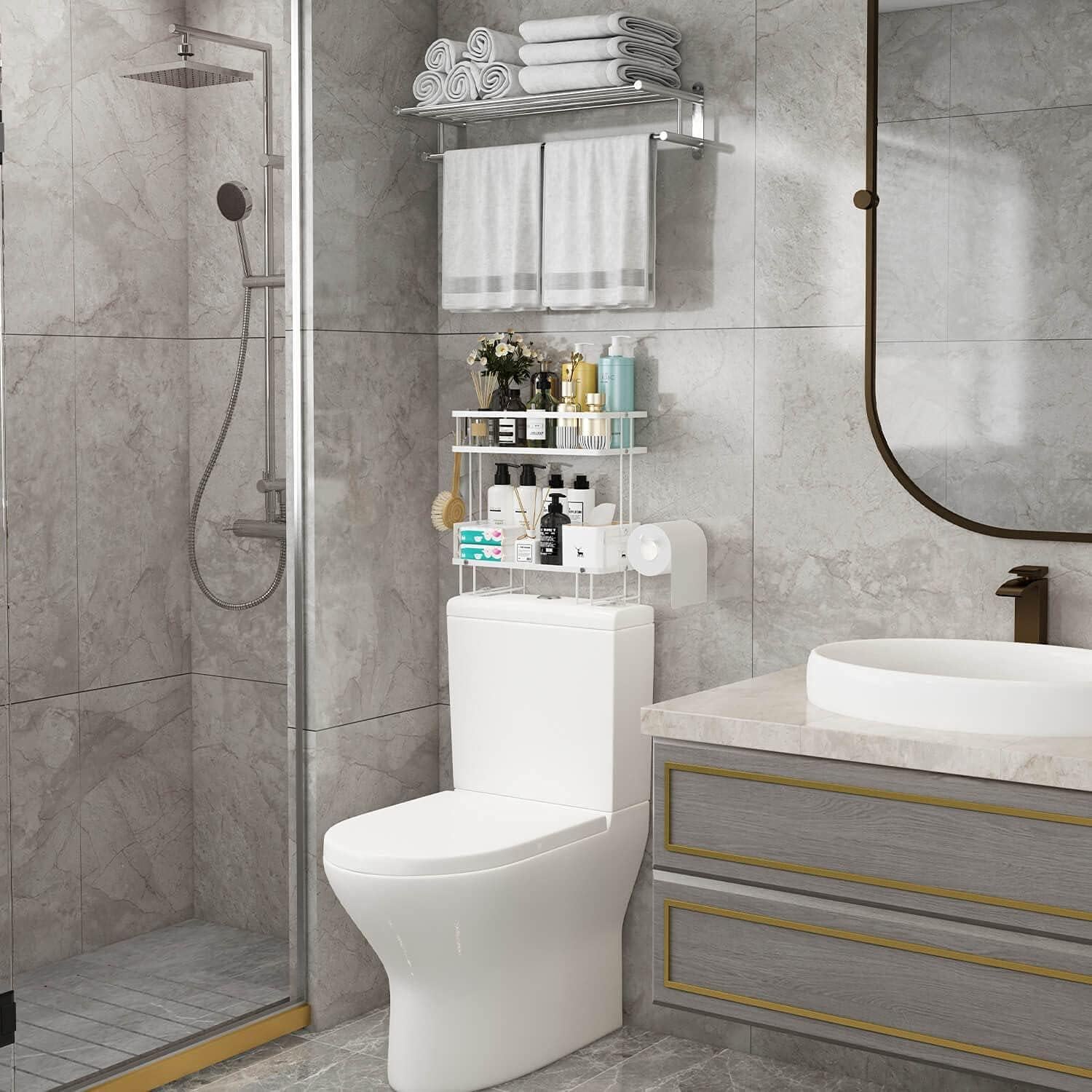 Organizador de Baño Godboat 2 Niveles Blanco - Estante Flotante