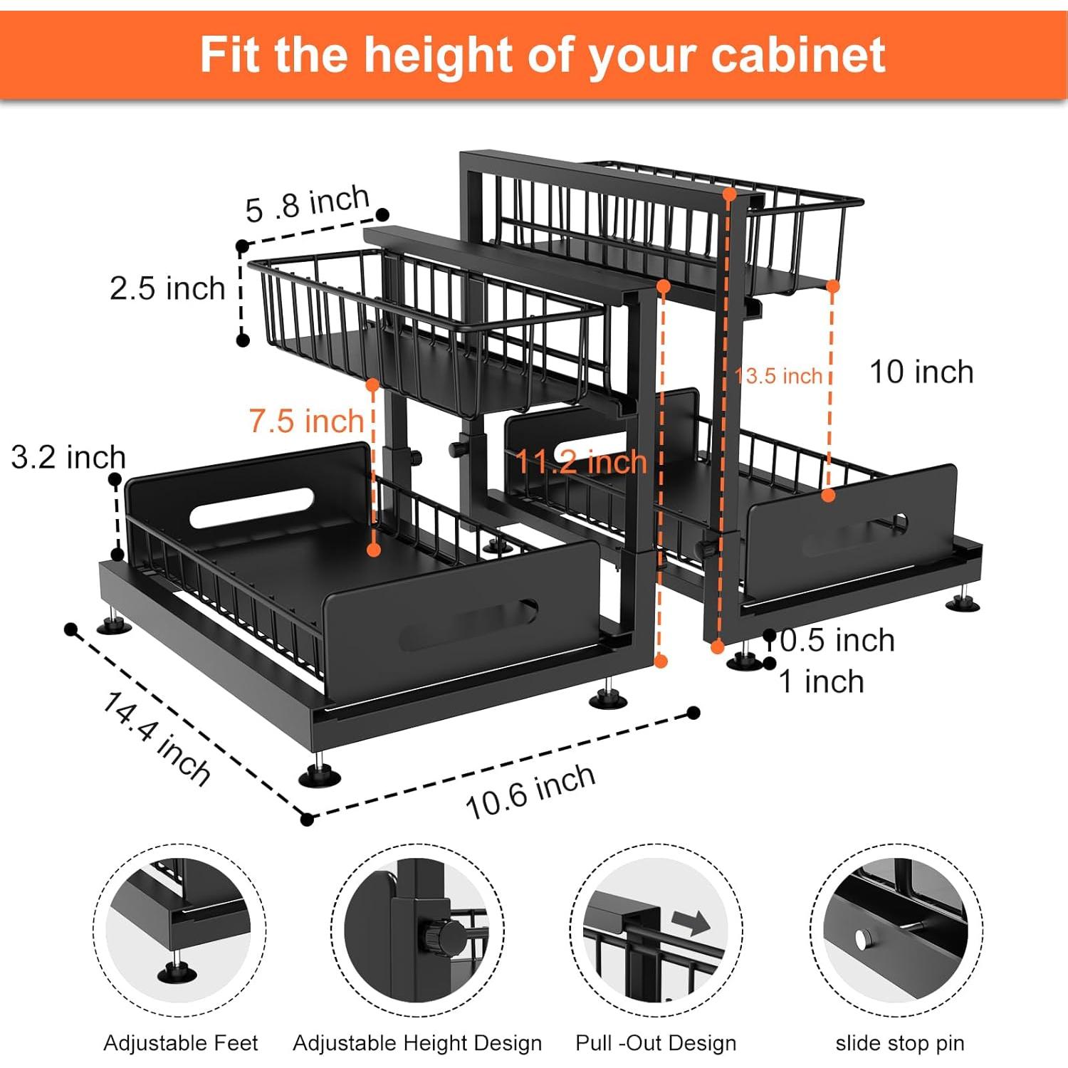 Organizador Bajo Fregadero Dataroad Selead 2 Niveles Ajustable Negro
