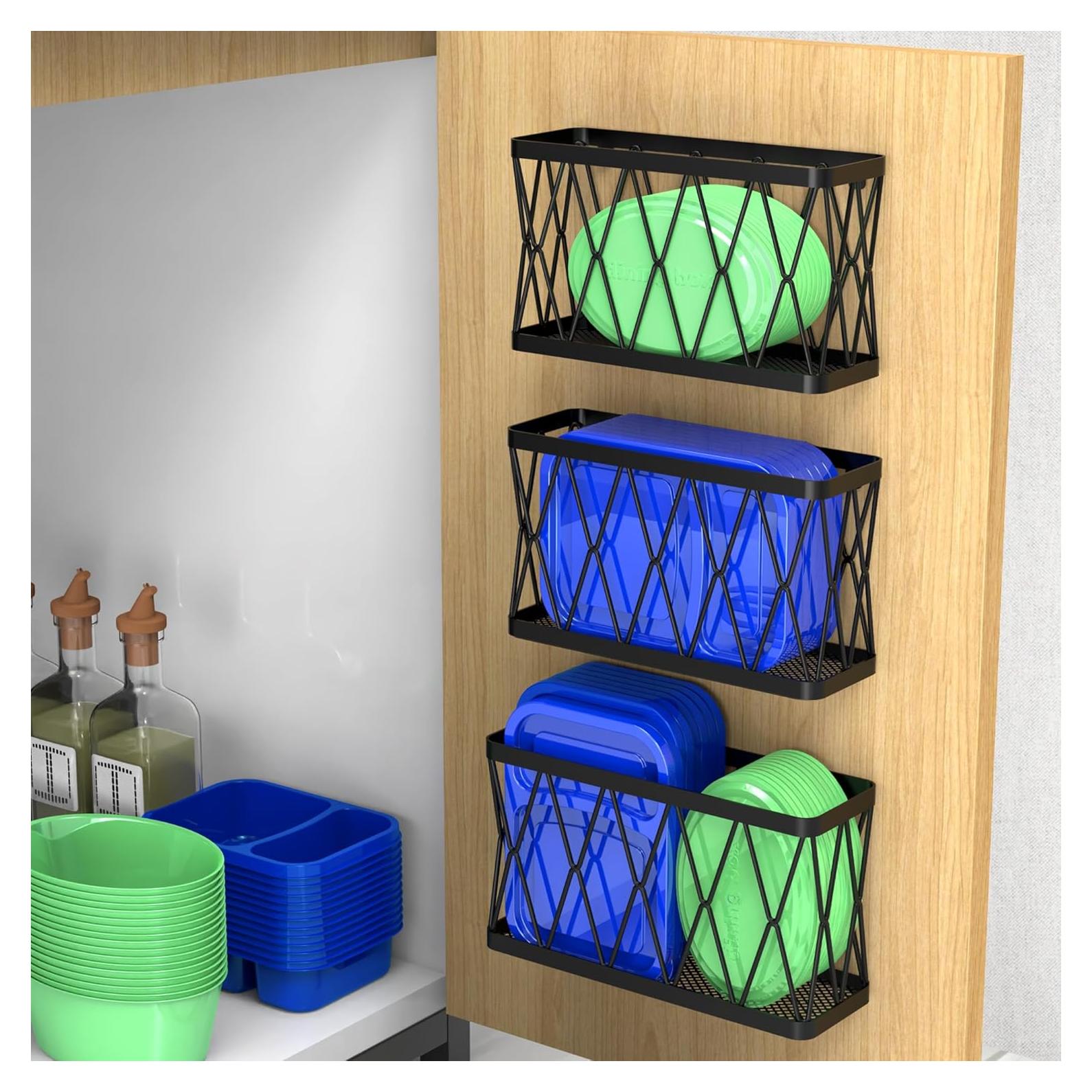 Organizador de Gabinete YIGII 3 Paquetes Negro - Soporte Tapa Tupperware