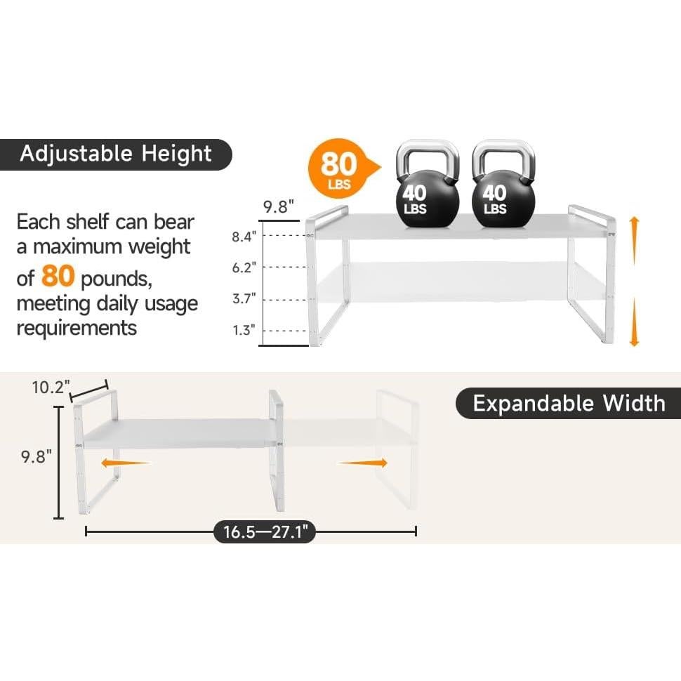 Estante Organizador Expandible TAIHEIS 10.2" Ancho Blanco