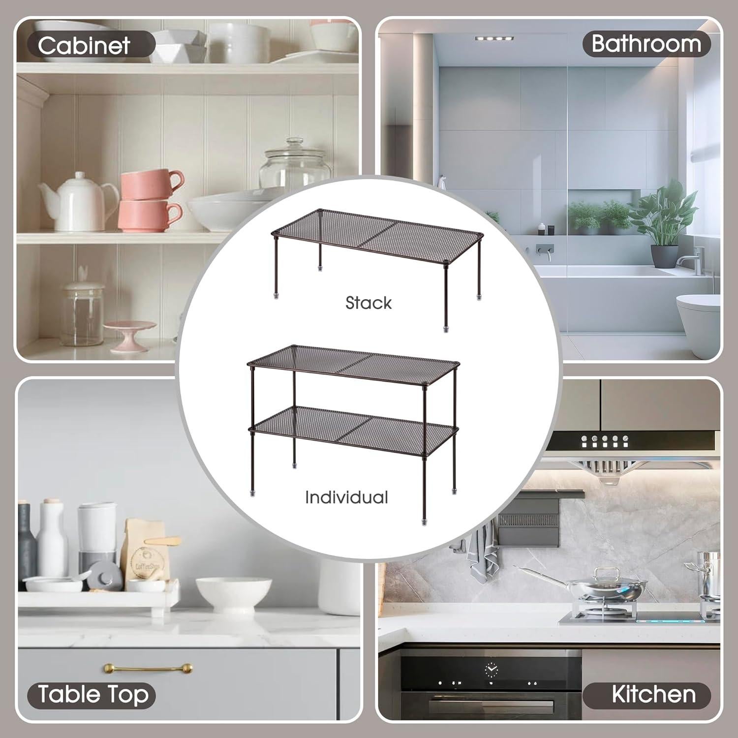 Organizador de Estante de Cocina Lonian 2-Pack Expandible