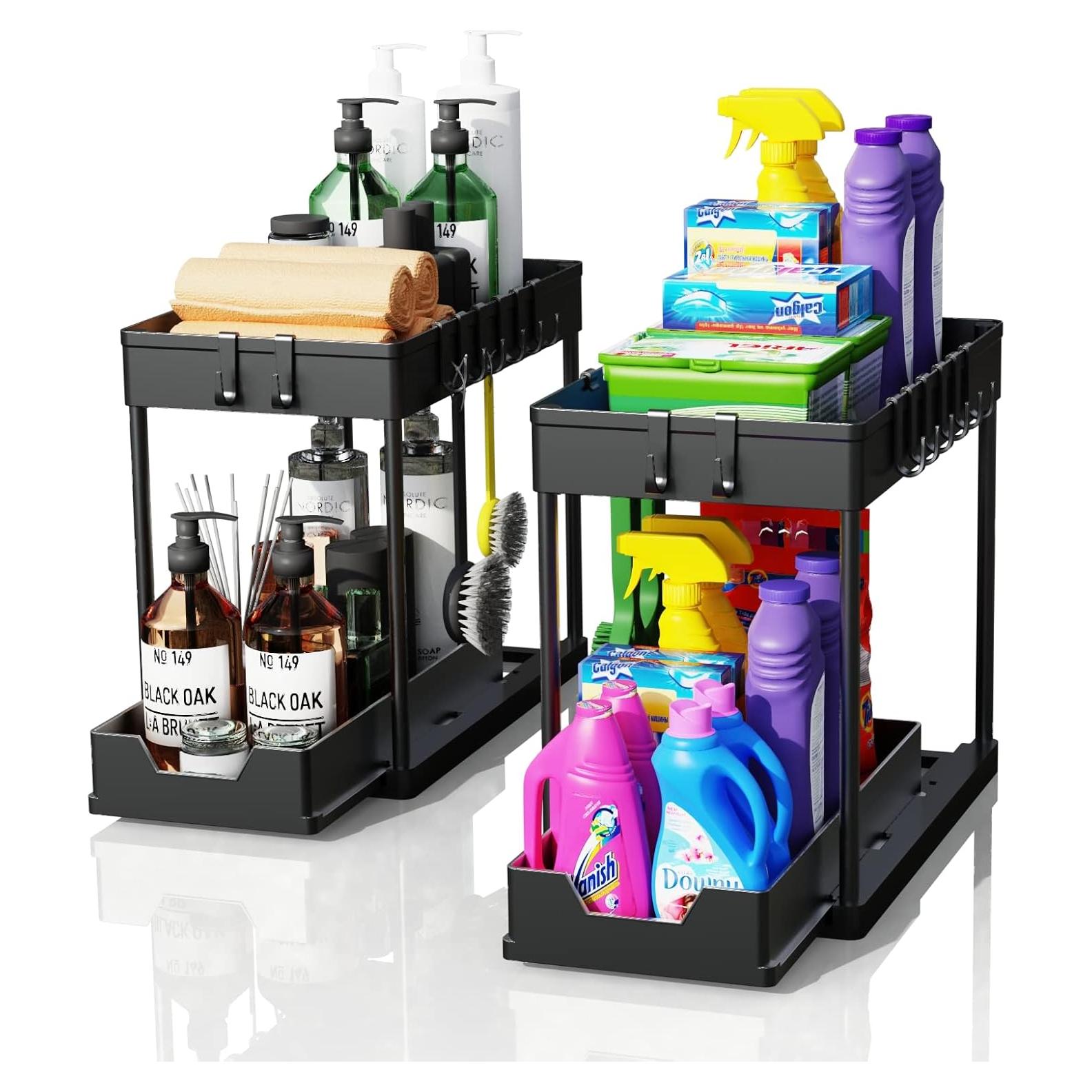 Organizador Bajo Fregadero Artzon 2 Niveles con Ganchos