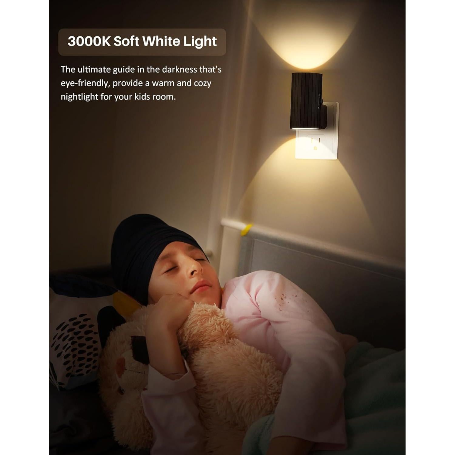 Luz Nocturna LED Enchufada KKUP2U con Sensor y Brillo Ajustable