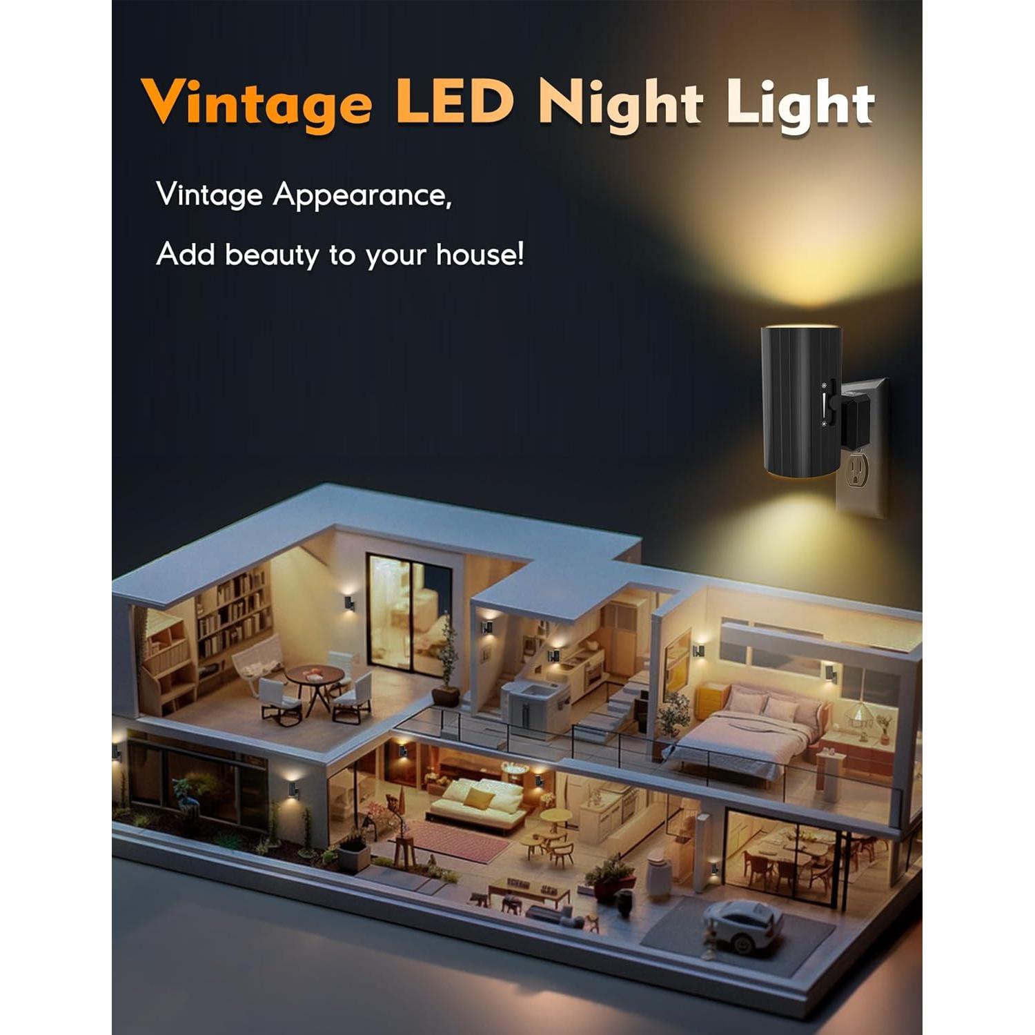 Luz Nocturna LED Enchufada KKUP2U con Sensor y Brillo Ajustable