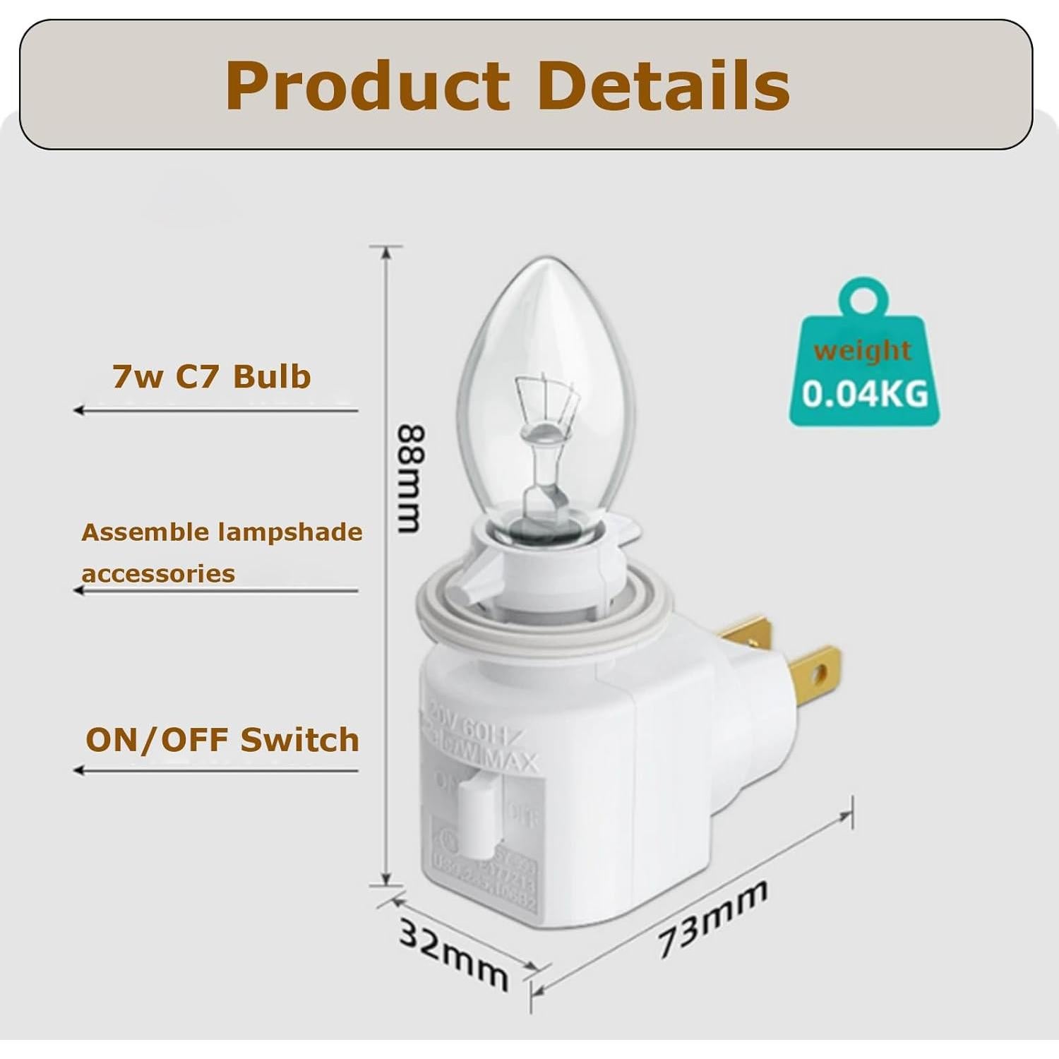 Luz Nocturna Enchufable Vartelen E12 Ajustable 15W Blanco
