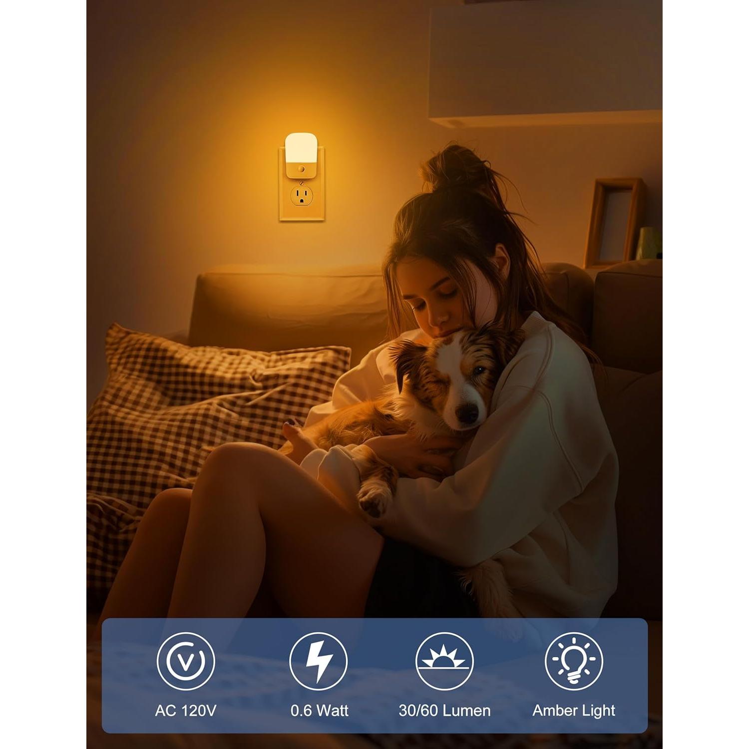 Luces Nocturnas LED Xing TP Ámbar con Sensor Crepúsculo, 2 Pzs