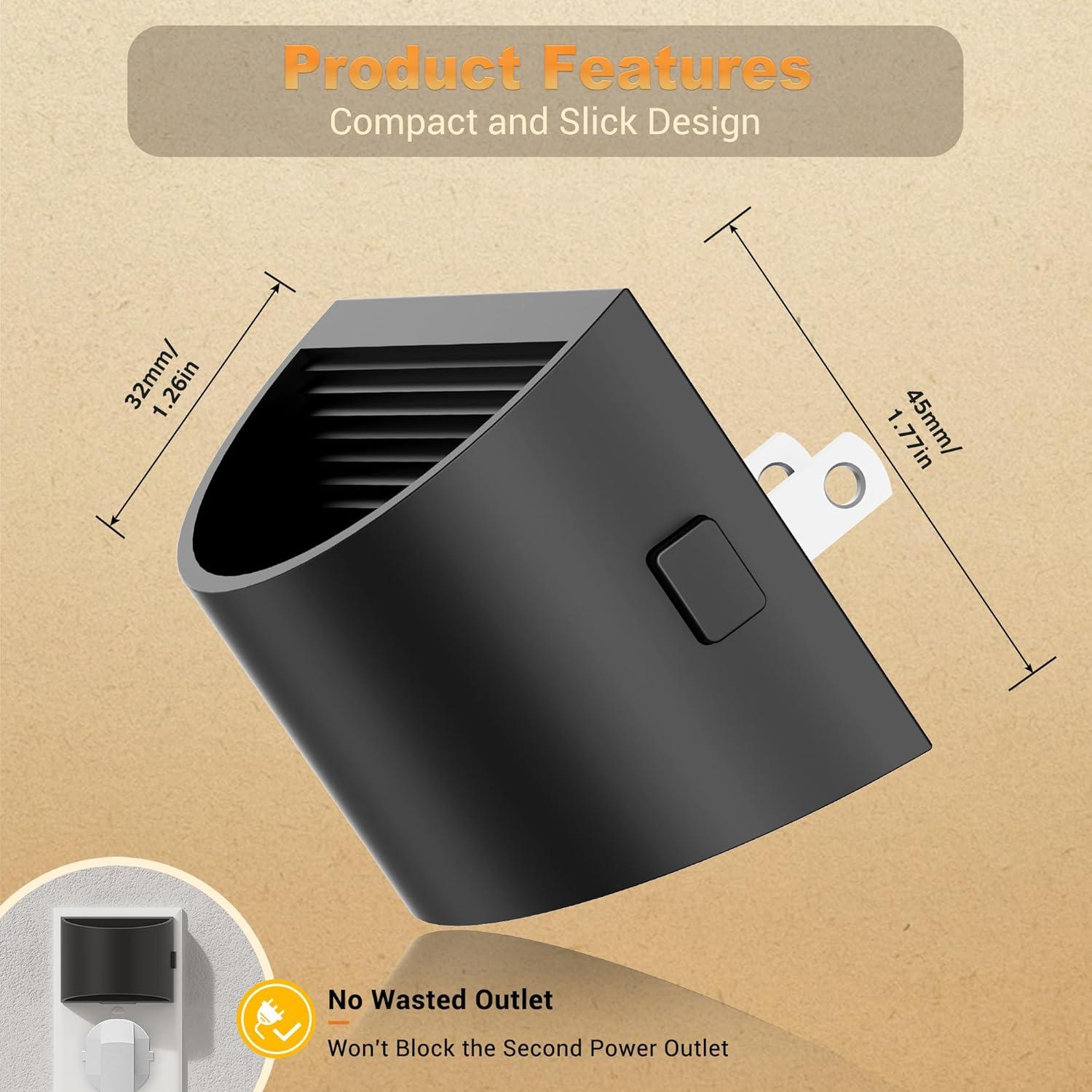 Luz Nocturna LED JandCase, 2 Piezas, Brillo Ajustable 3000K