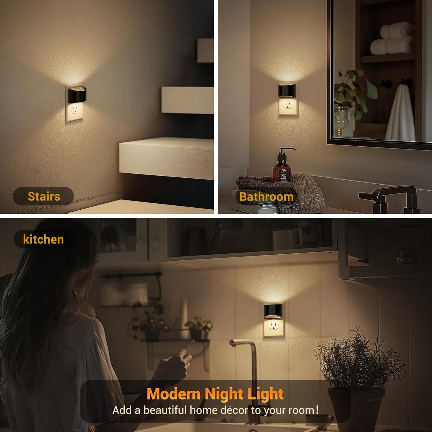 Luz Nocturna LED JandCase, 2 Piezas, Brillo Ajustable 3000K