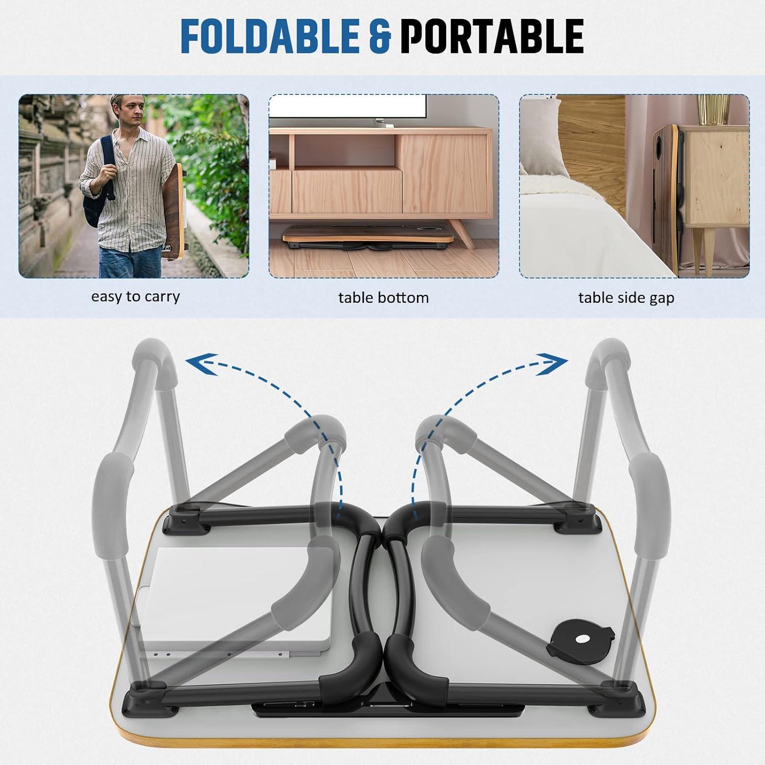 Mesa de Cama Plegable Zapuno para Laptop 60x40cm Beige