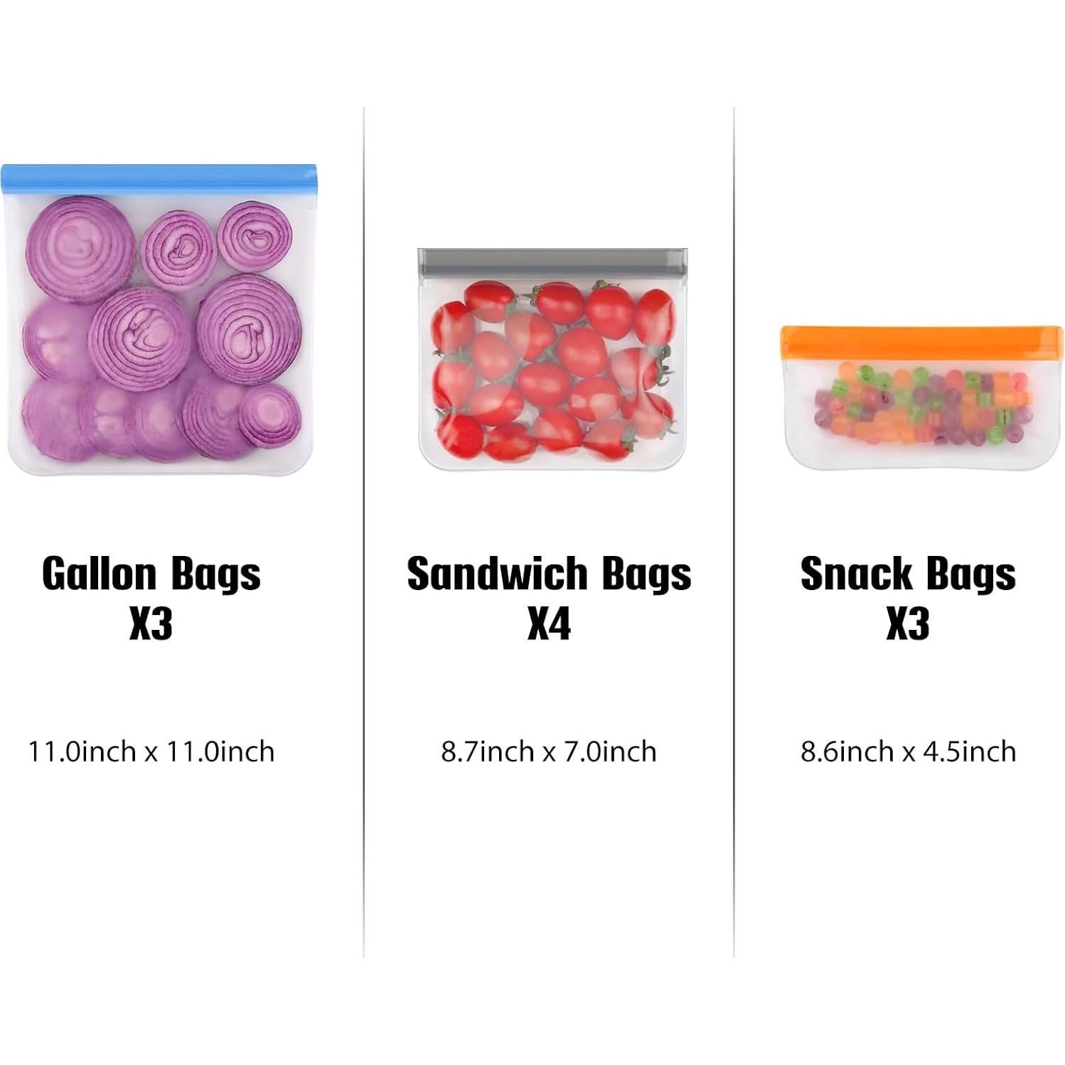 Bolsas Reutilizables Lerine 10 Piezas 3 Galones Sin BPA