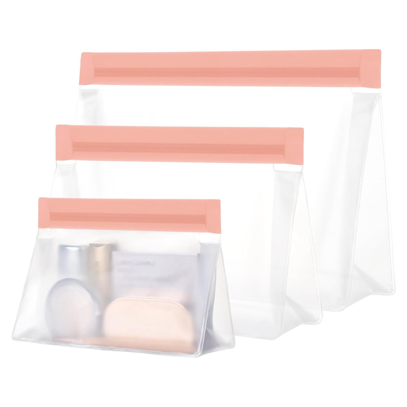 Packism Bolsas de Viaje Transparentes Aprobadas por TSA - 3 Tamaños Rosa