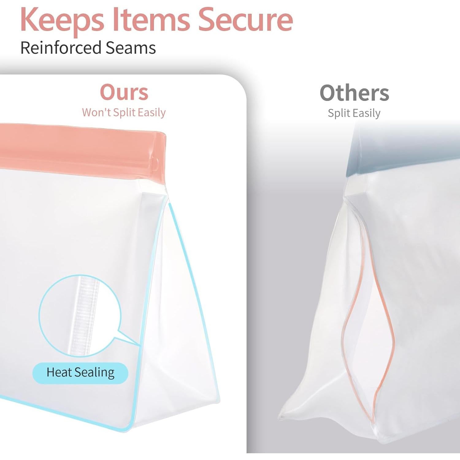 Packism Bolsas de Viaje Transparentes Aprobadas por TSA - 3 Tamaños Rosa