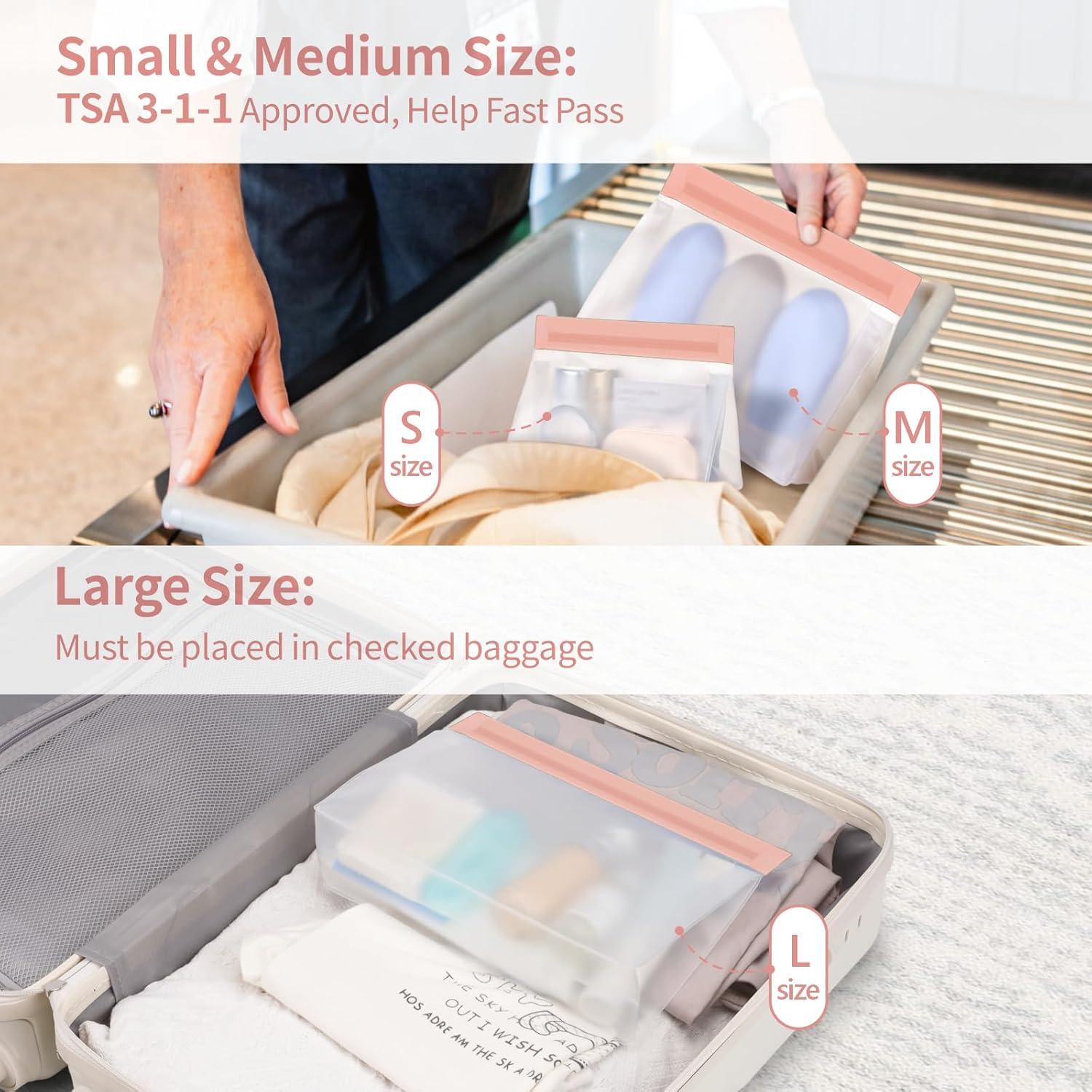 Packism Bolsas de Viaje Transparentes Aprobadas por TSA - 3 Tamaños Rosa