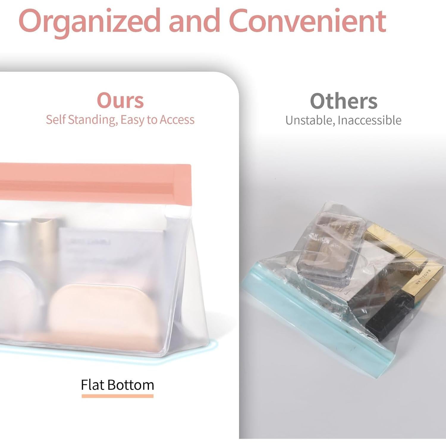 Packism Bolsas de Viaje Transparentes Aprobadas por TSA - 3 Tamaños Rosa