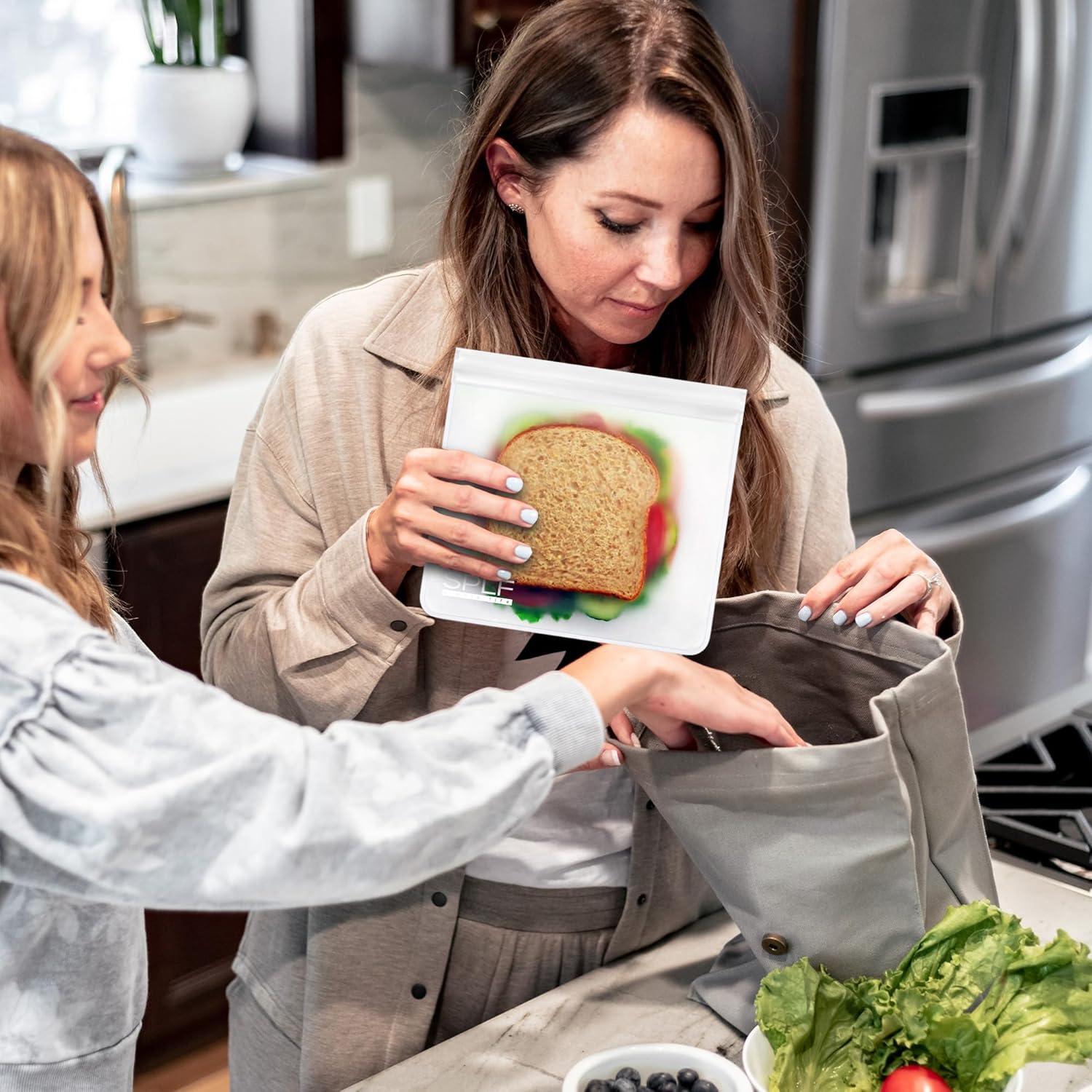 Paquete de 10 Bolsas Reutilizables SPLF para Sándwiches 21.6x19.7cm