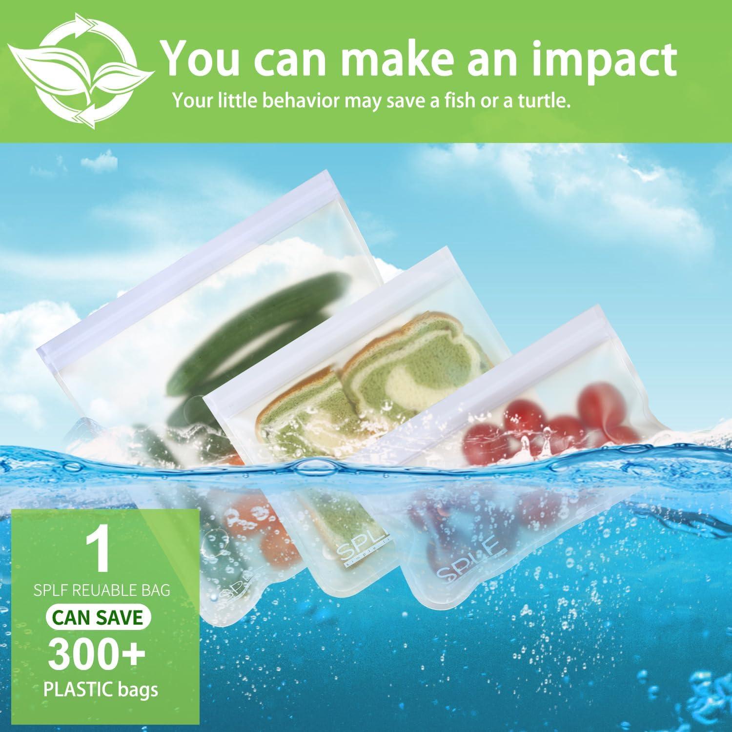 Paquete de 10 Bolsas Reutilizables SPLF para Sándwiches 21.6x19.7cm