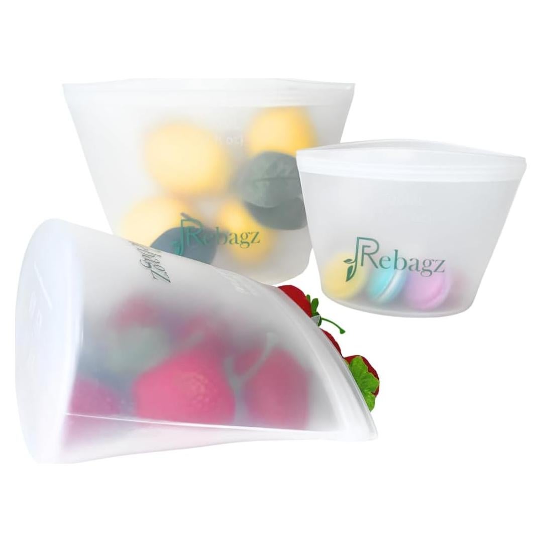 Bolsas de Almacenamiento de Silicona Rebagz - 3 Unidades, 2 a 6 Tazas