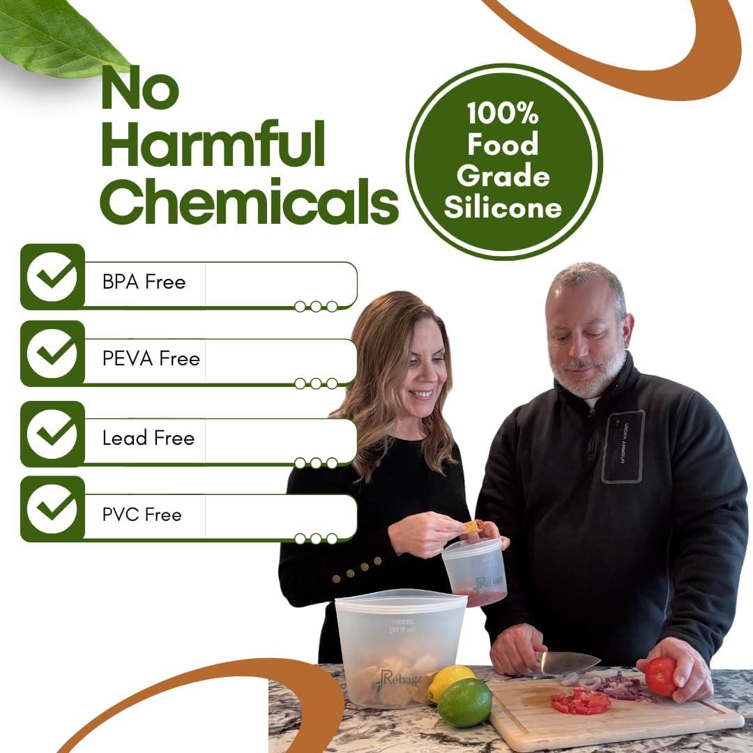 Bolsas de Almacenamiento de Silicona Rebagz - 3 Unidades, 2 a 6 Tazas