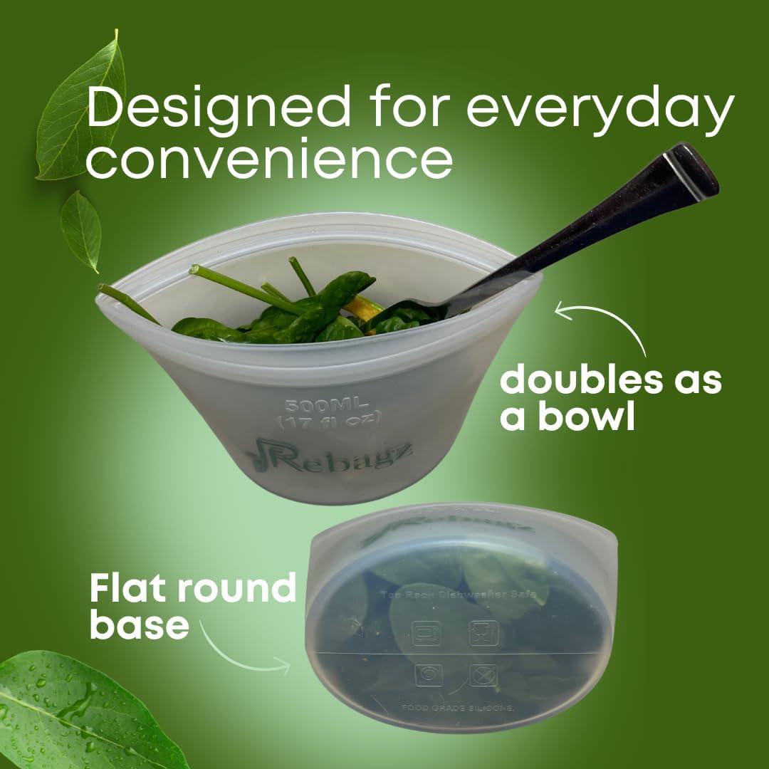 Bolsas de Almacenamiento de Silicona Rebagz - 3 Unidades, 2 a 6 Tazas